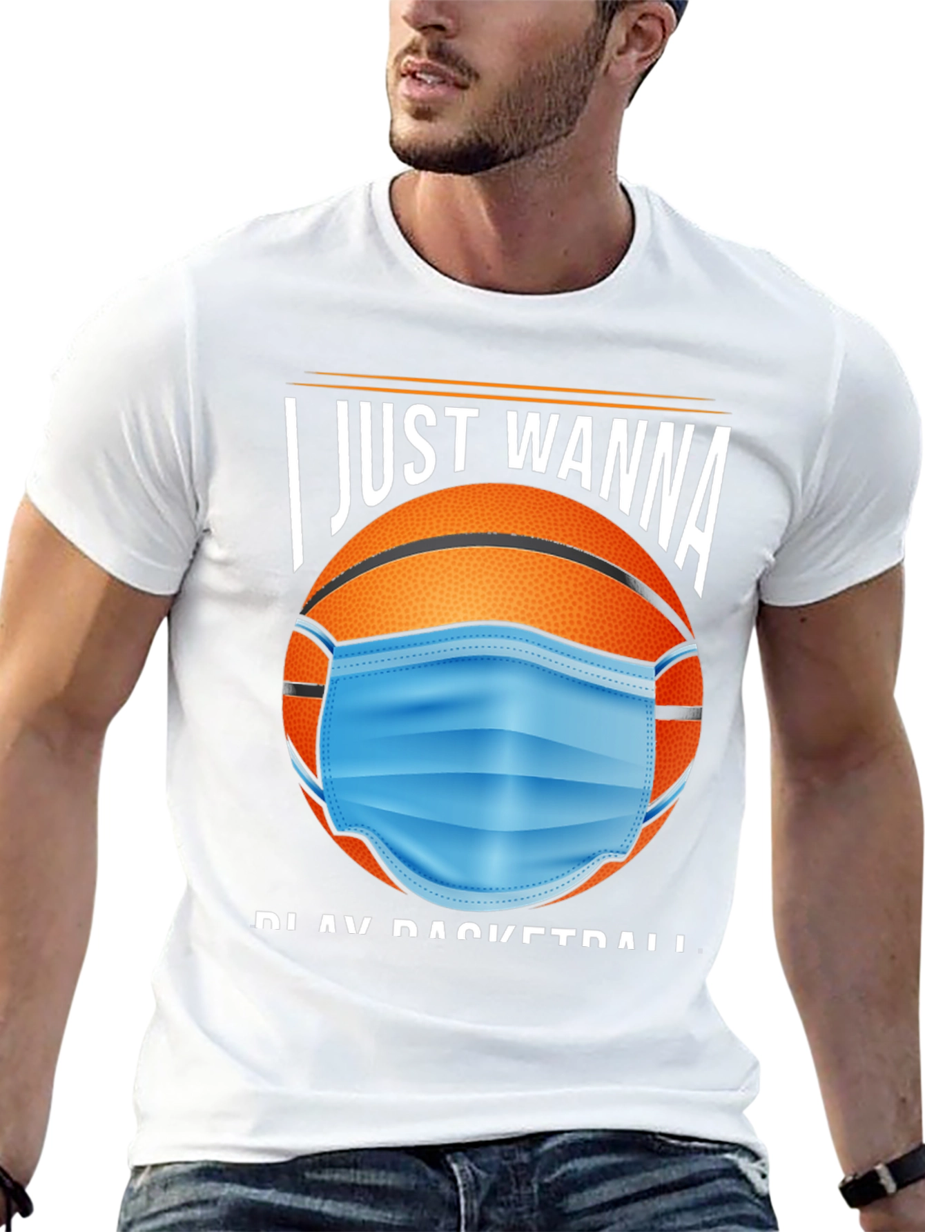 Basketball Mask Graphic Tee - I Just Wanna Play