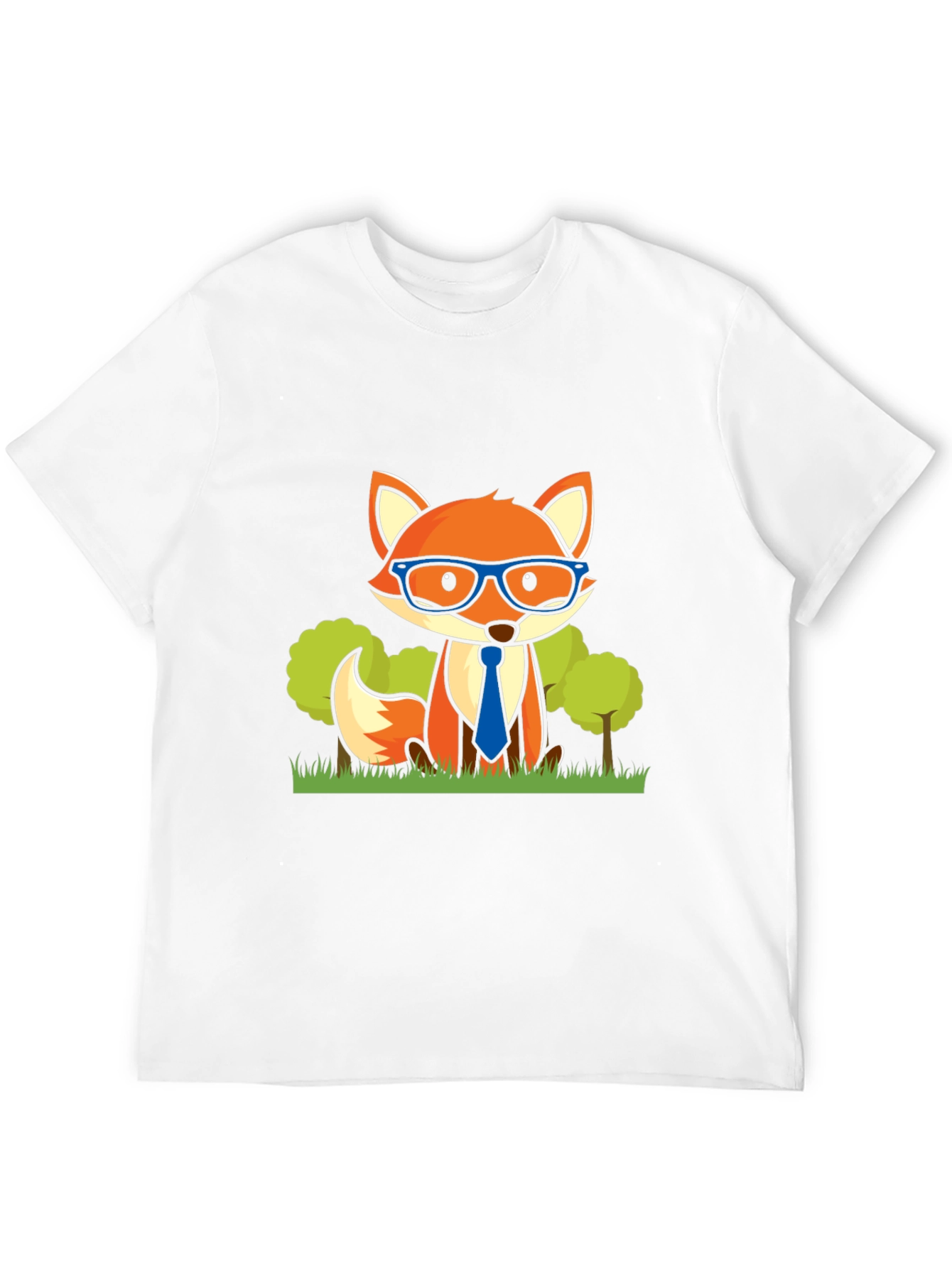 Fox with Glasses Graphic Print T-Shirt