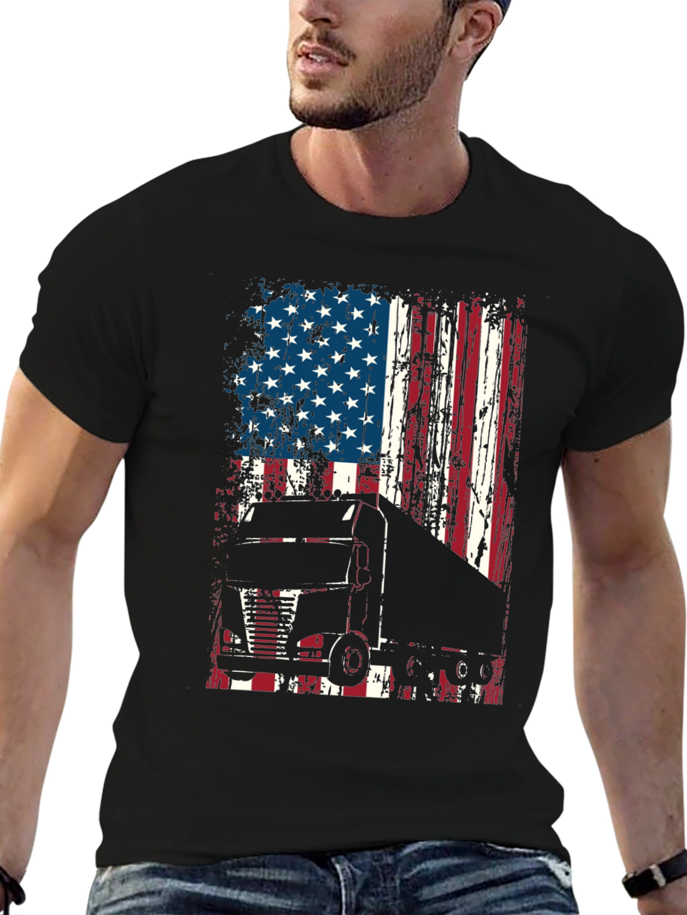 American Flag Trucker T-Shirt
