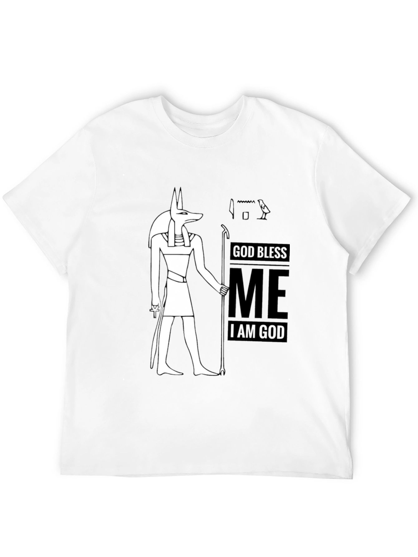 Anubis God Bless Me Graphic Black T-Shirt