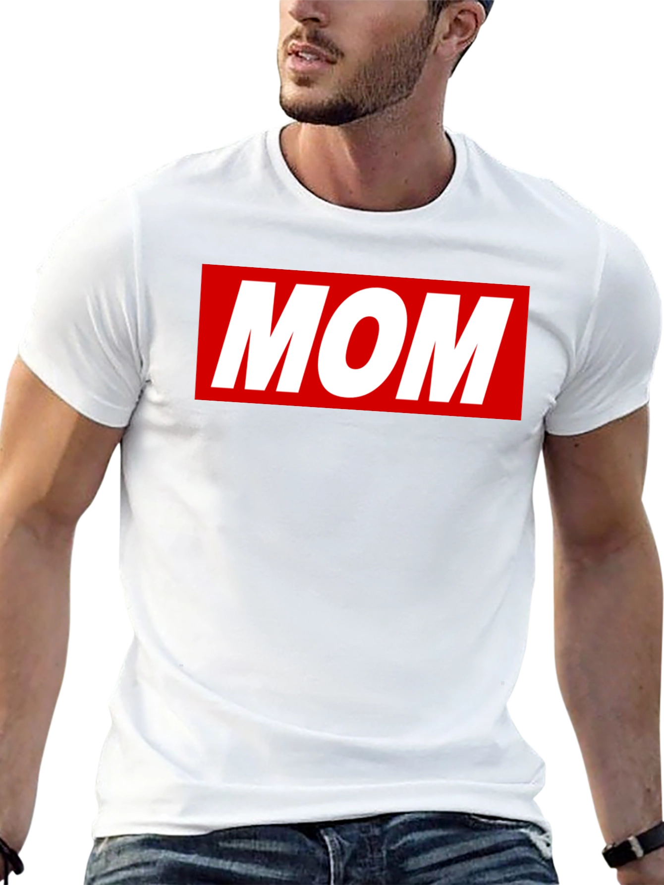 MOM T-Shirt - Classic Red Box Logo Design