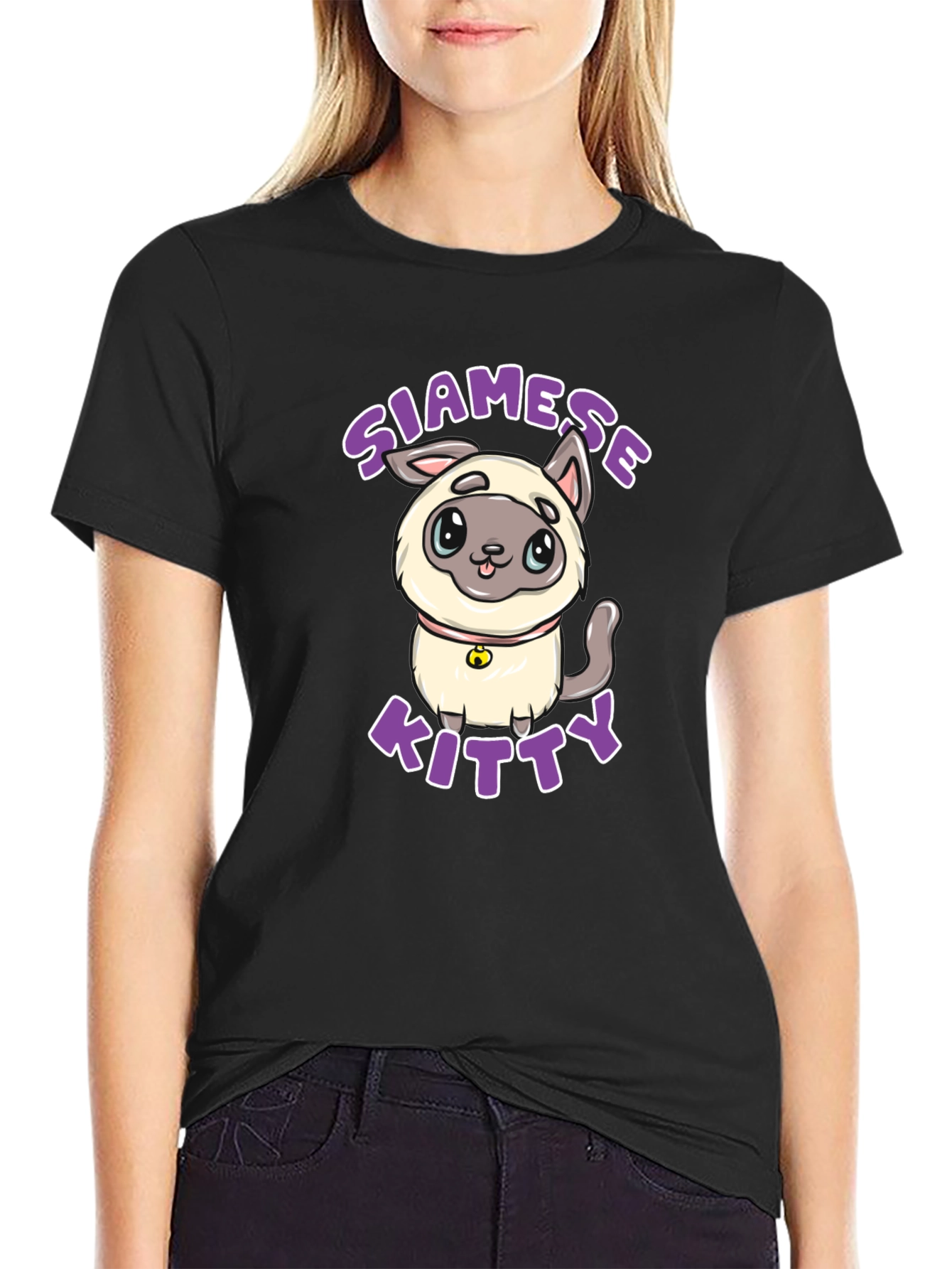 Siamese Kitty Cartoon T-Shirt - Fun Graphic Tee