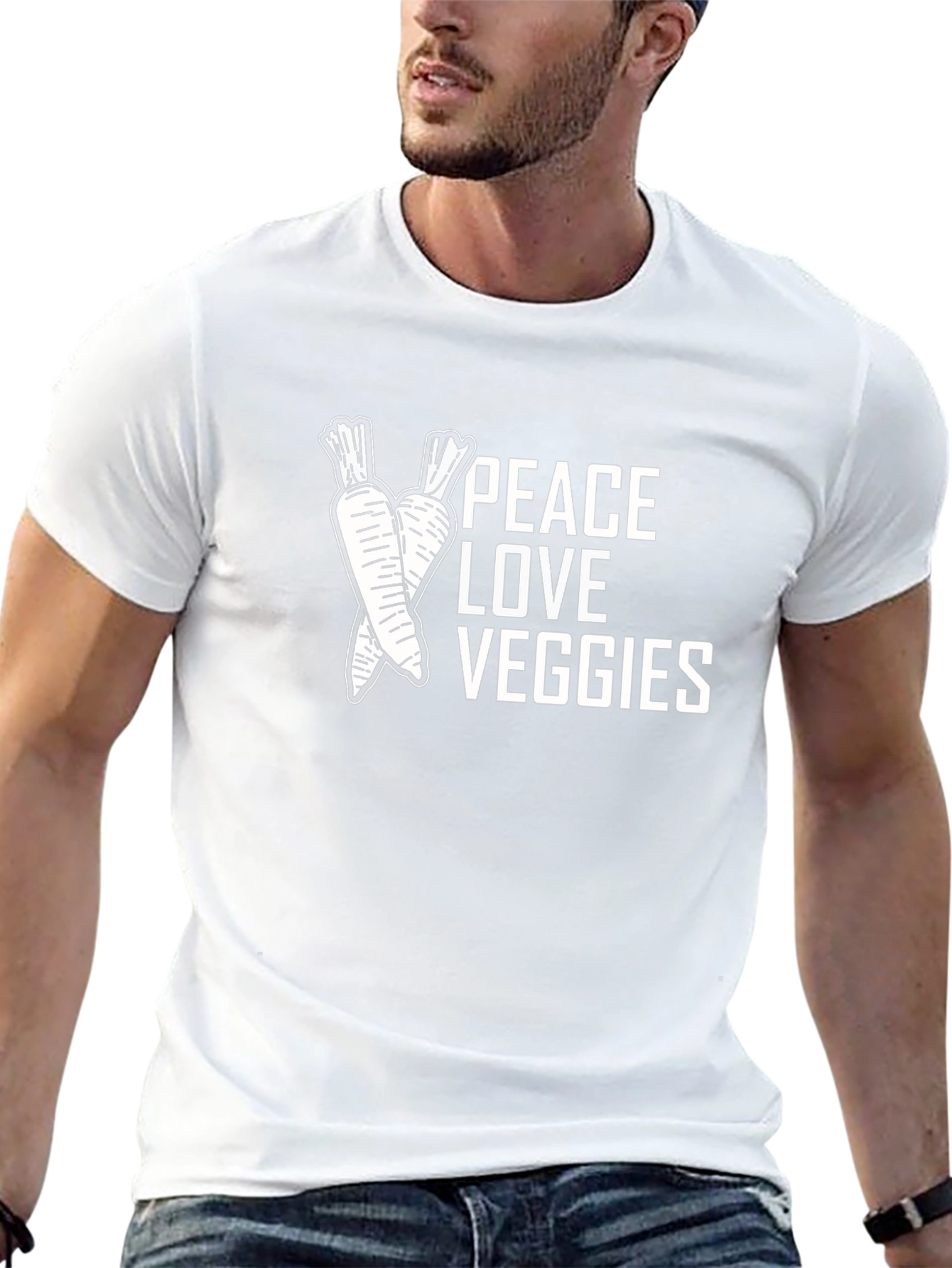 Peace Love Veggies Graphic Tee - Black Cotton
