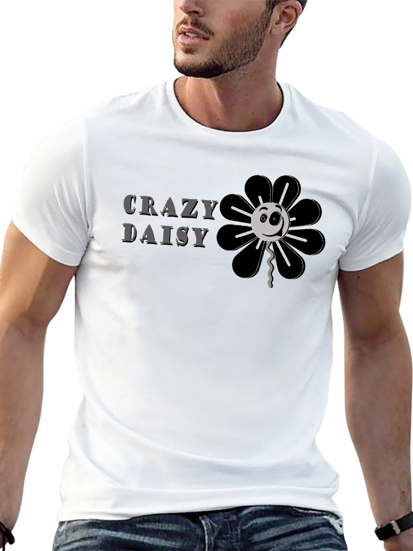 Crazy Daisy Graphic Tee - Black Cotton