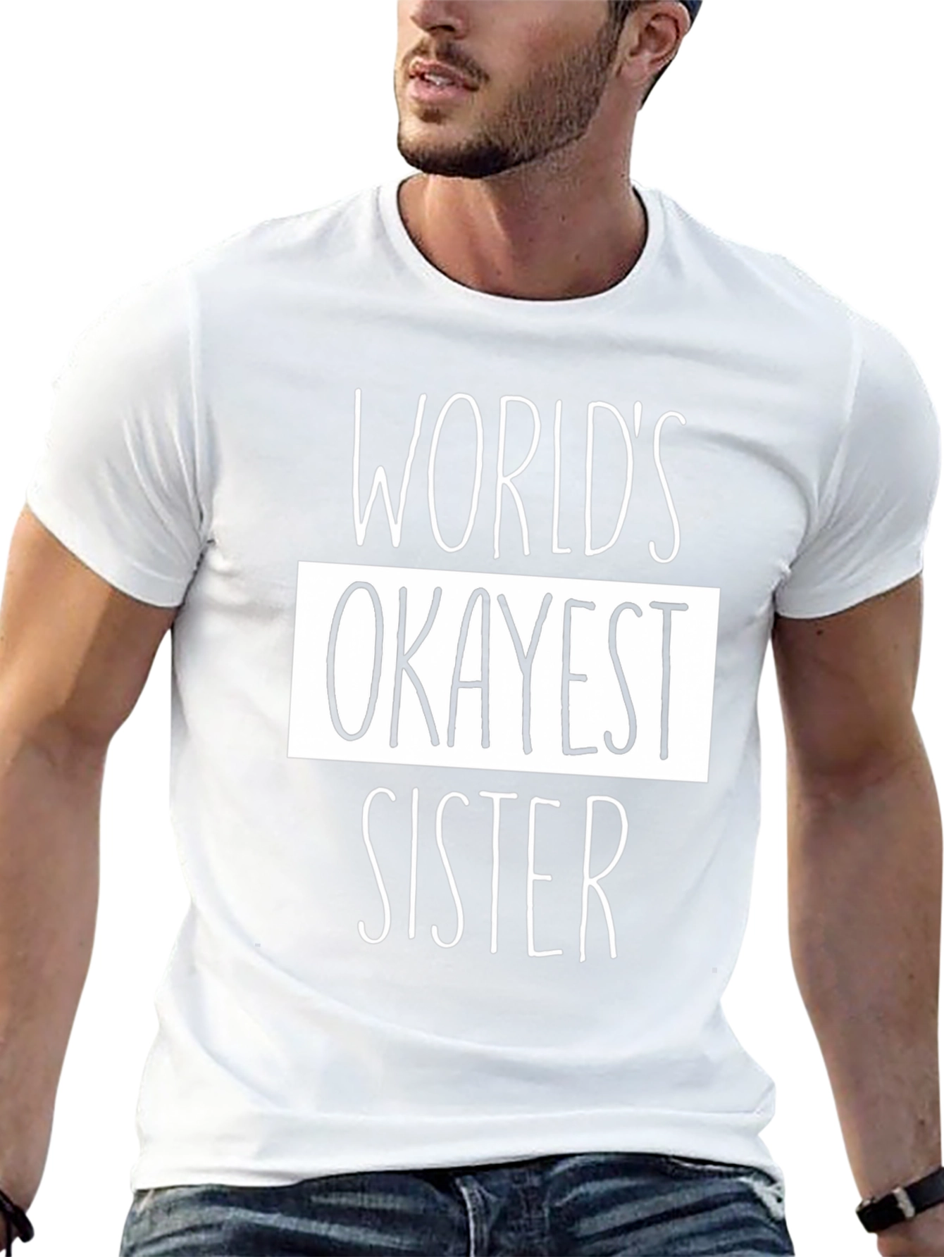 Worlds Okayest Sister Black Graphic T-Shirt