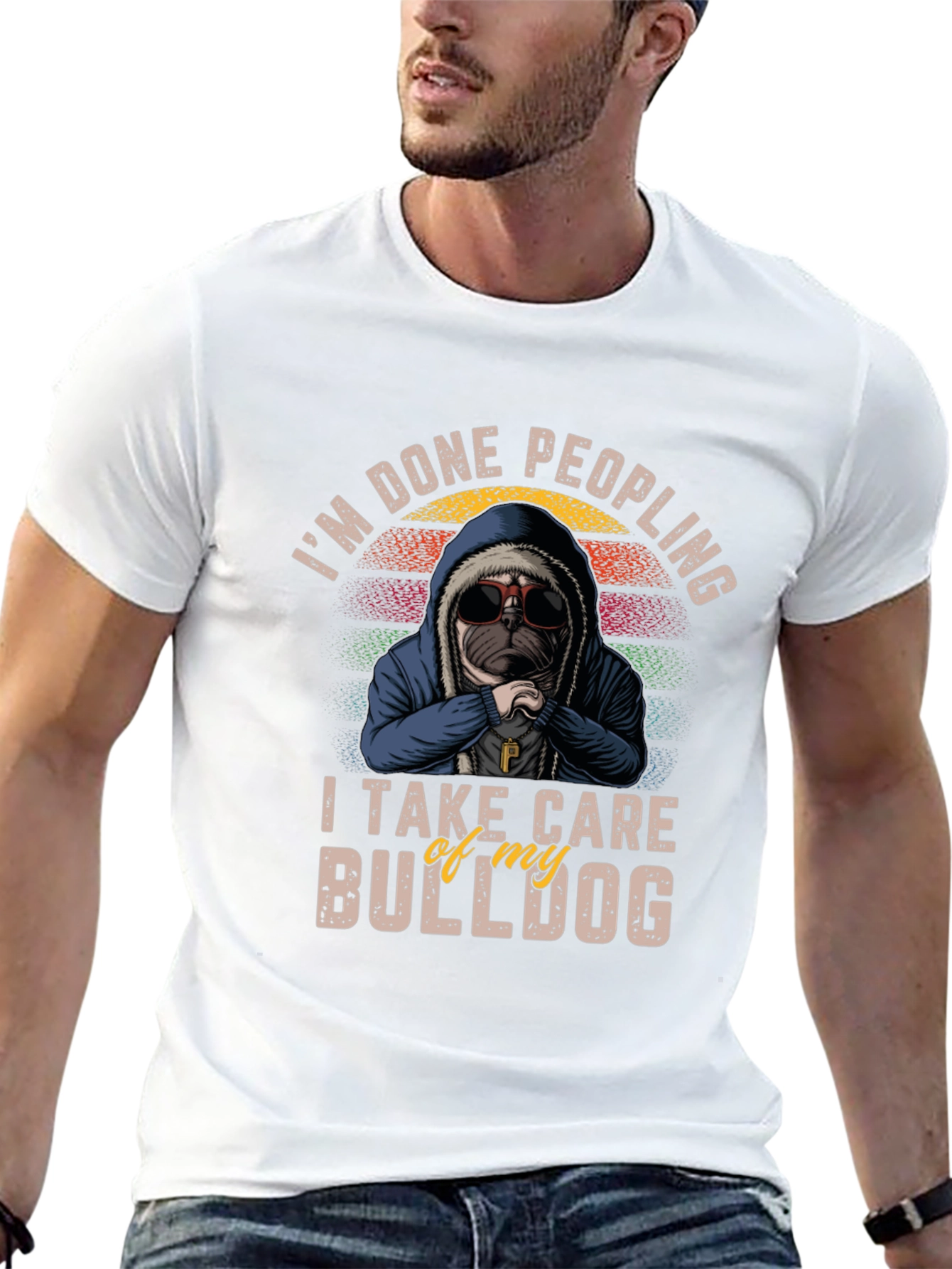 Im Done Peopling Bulldog Graphic T-Shirt