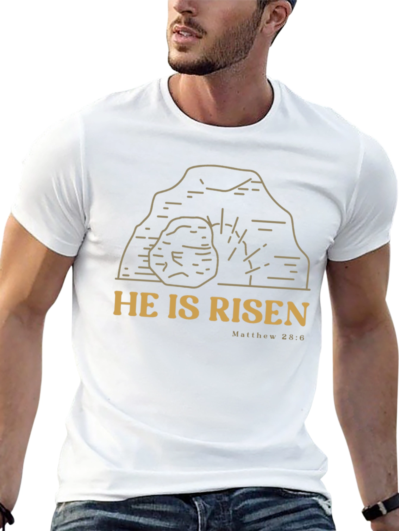 He Is Risen Graphic Tee - Matthew 28:6