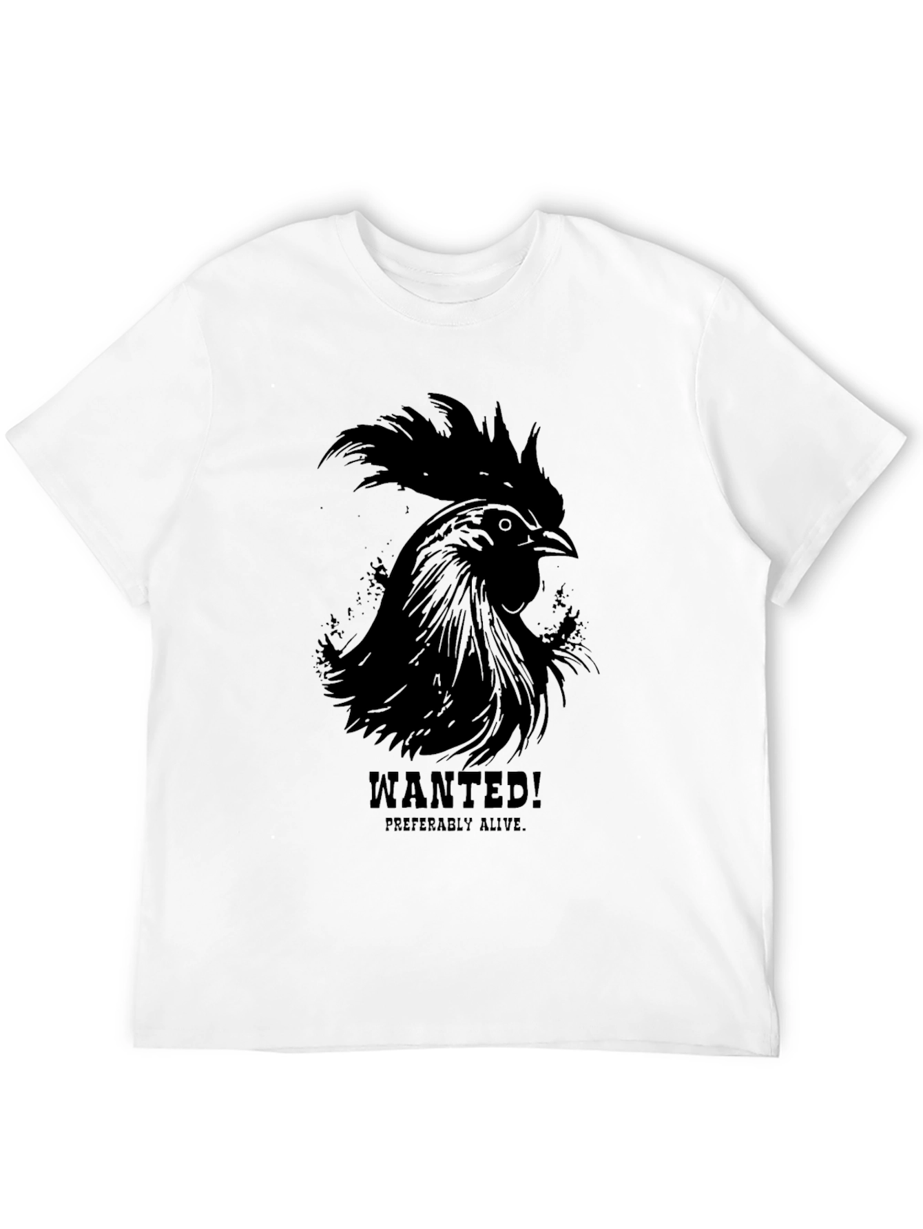 Wanted Rooster Black T-Shirt - Mens Graphic Tee