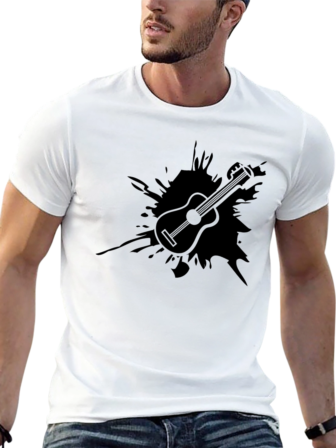 Guitar Splash T-Shirt - Black Graphic Tee