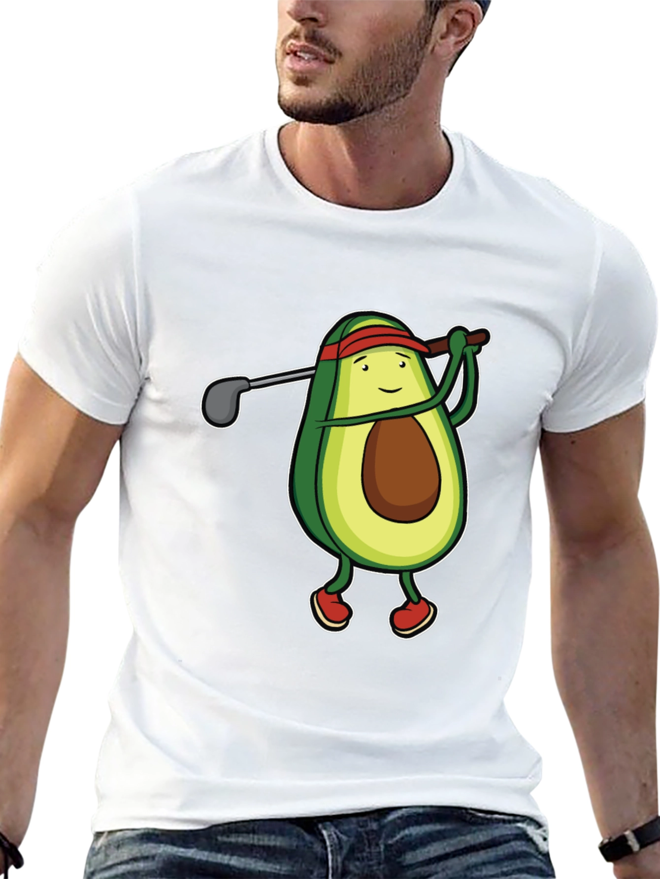 Avocado Golfer Funny Black T-Shirt