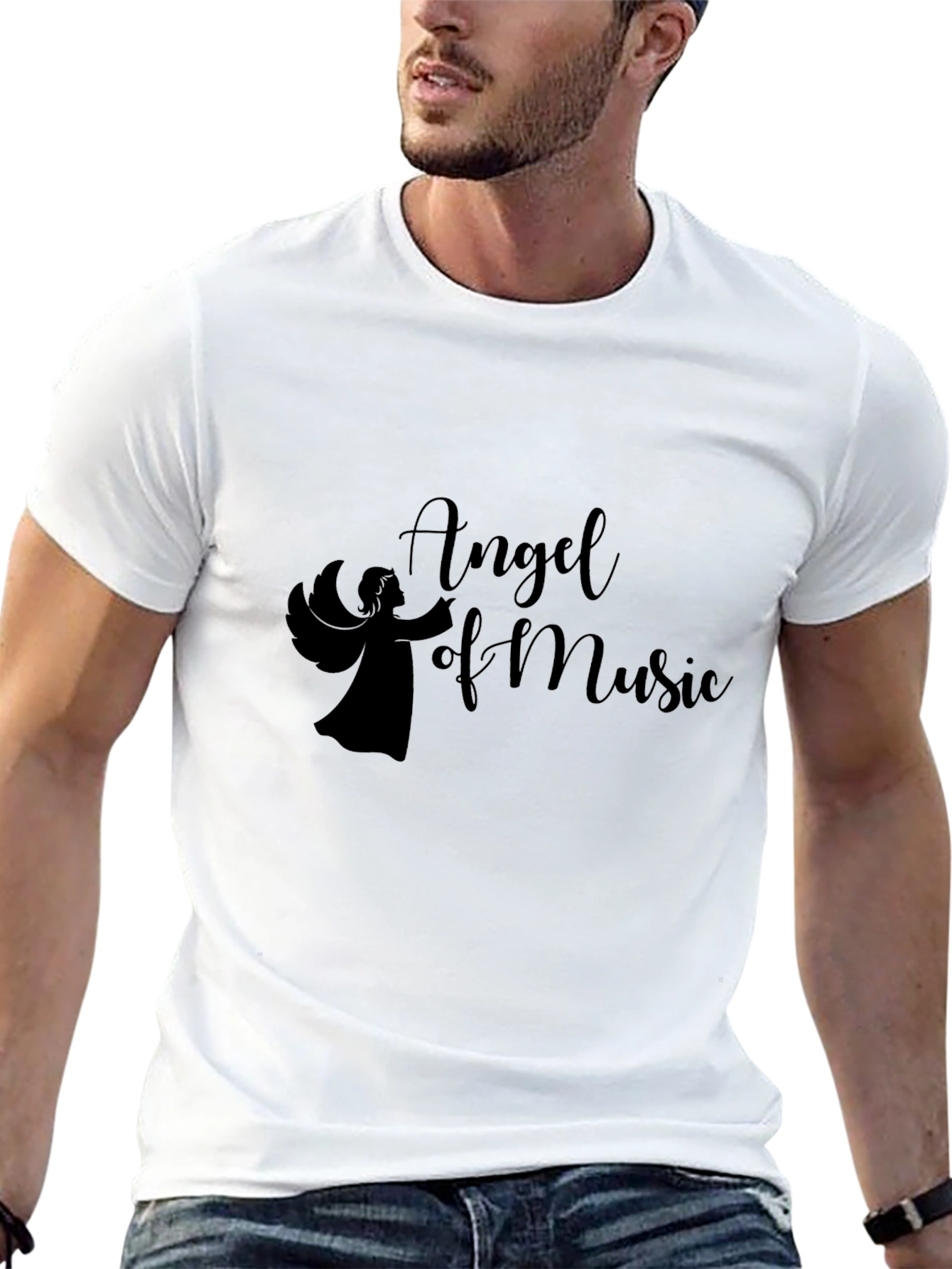 Angel of Music Graphic Tee - Black Softstyle Cotton