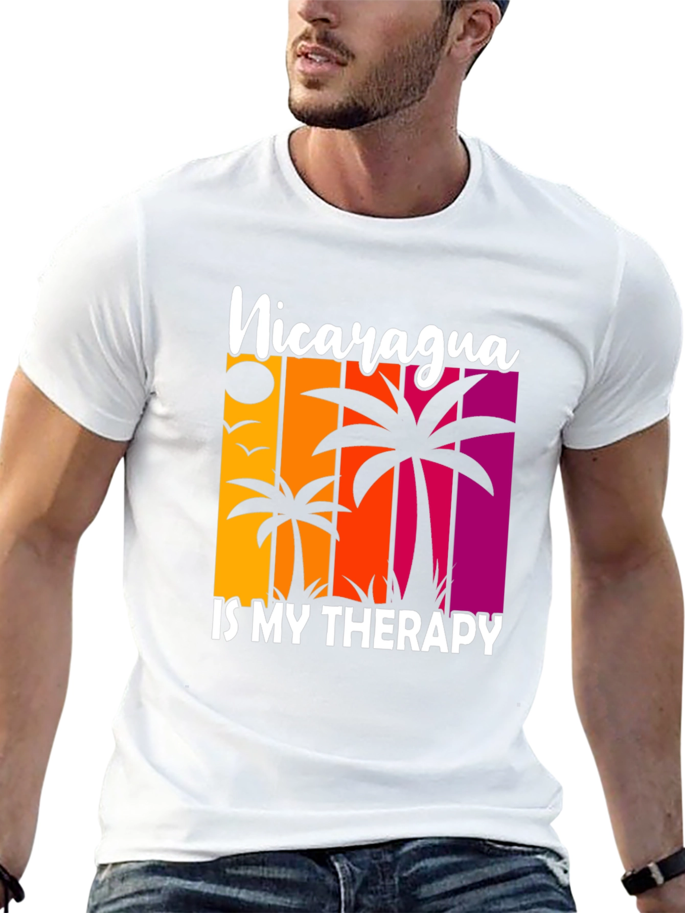 Nicaragua Therapy Graphic Tee Tropical Palm Shirt