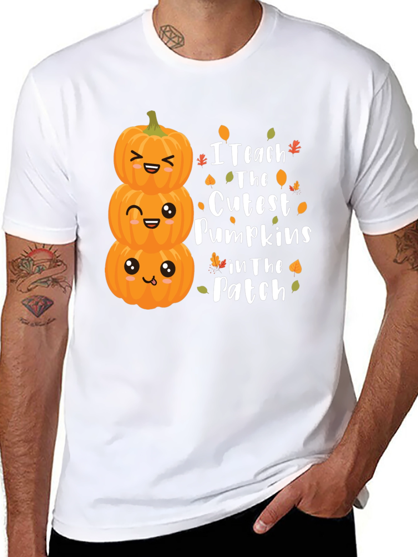 Cute Halloween Teacher Shirt - Stacked Pumpkins