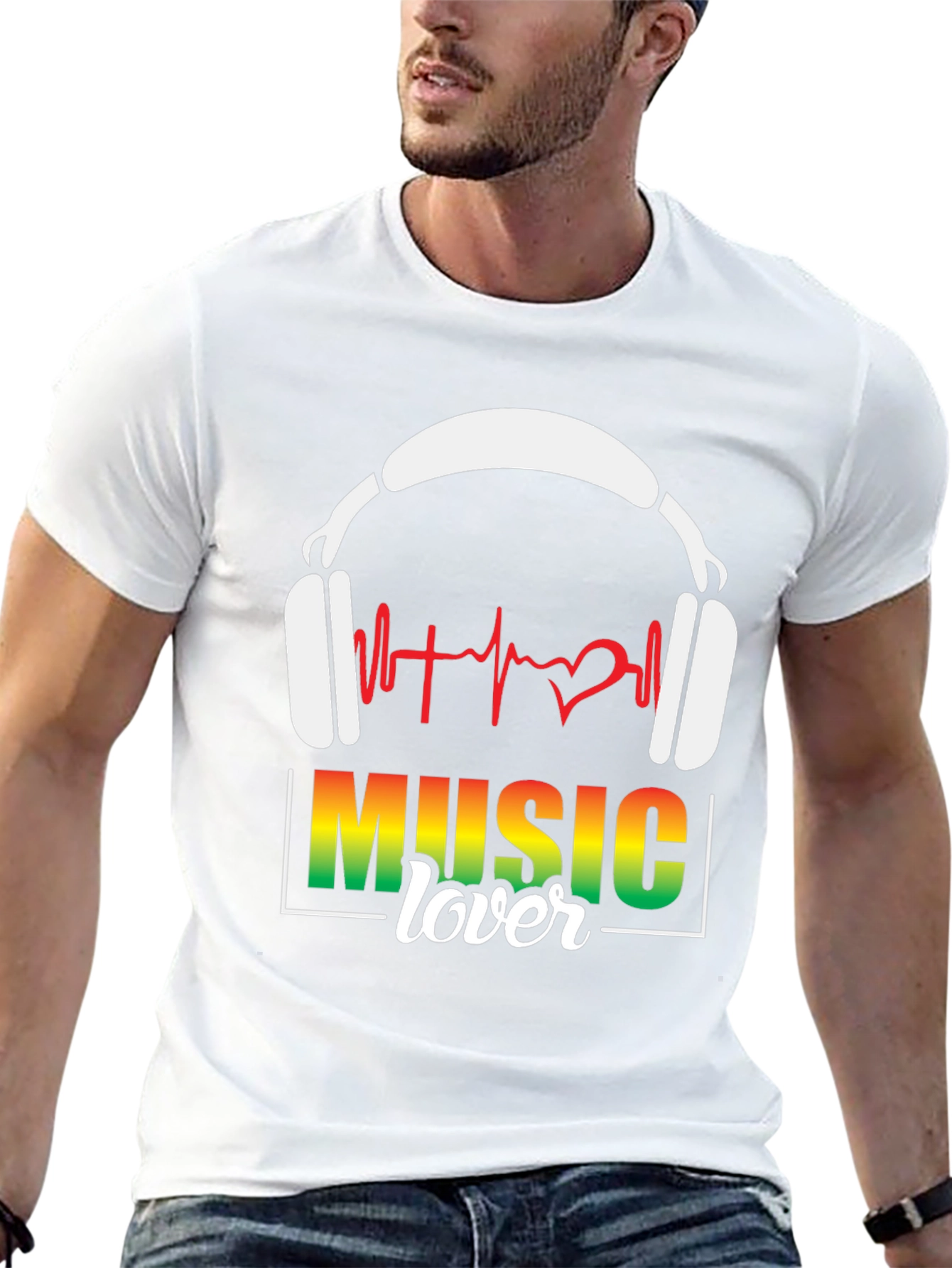 Music Lover Graphic T-Shirt Headphones Design