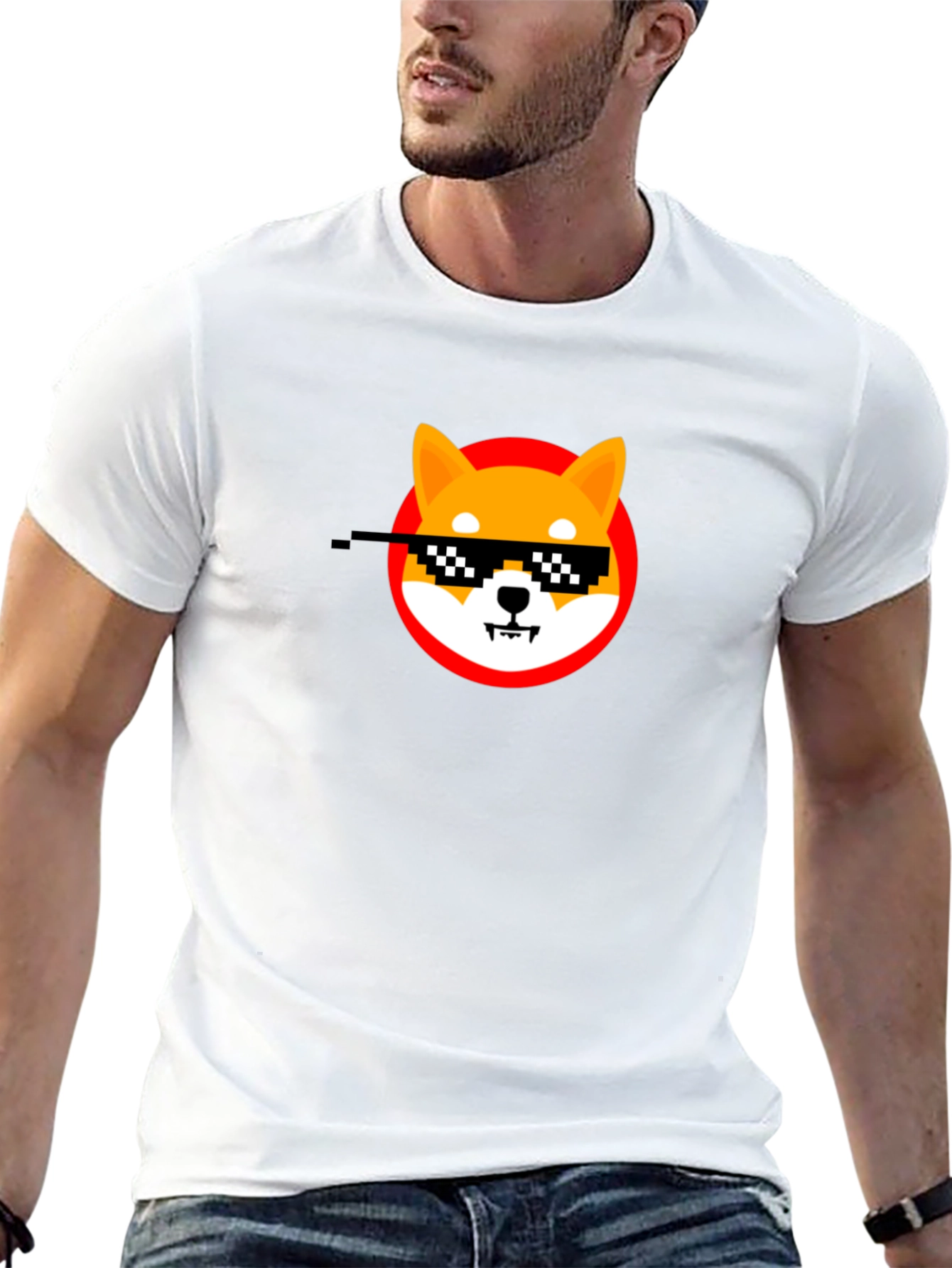 Shiba Inu Thug Life Meme Black T-Shirt