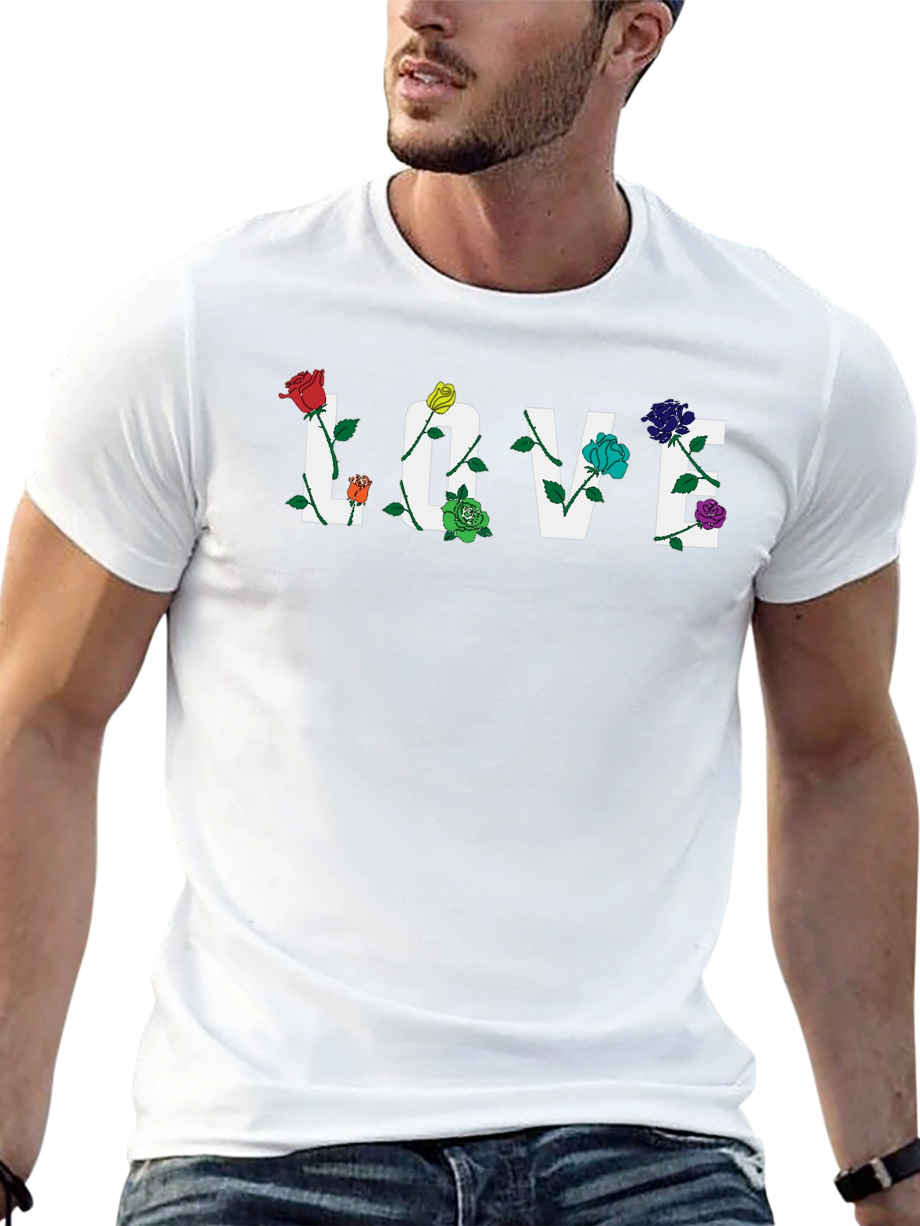 Floral LOVE Graphic Tee - Black Unisex T-Shirt