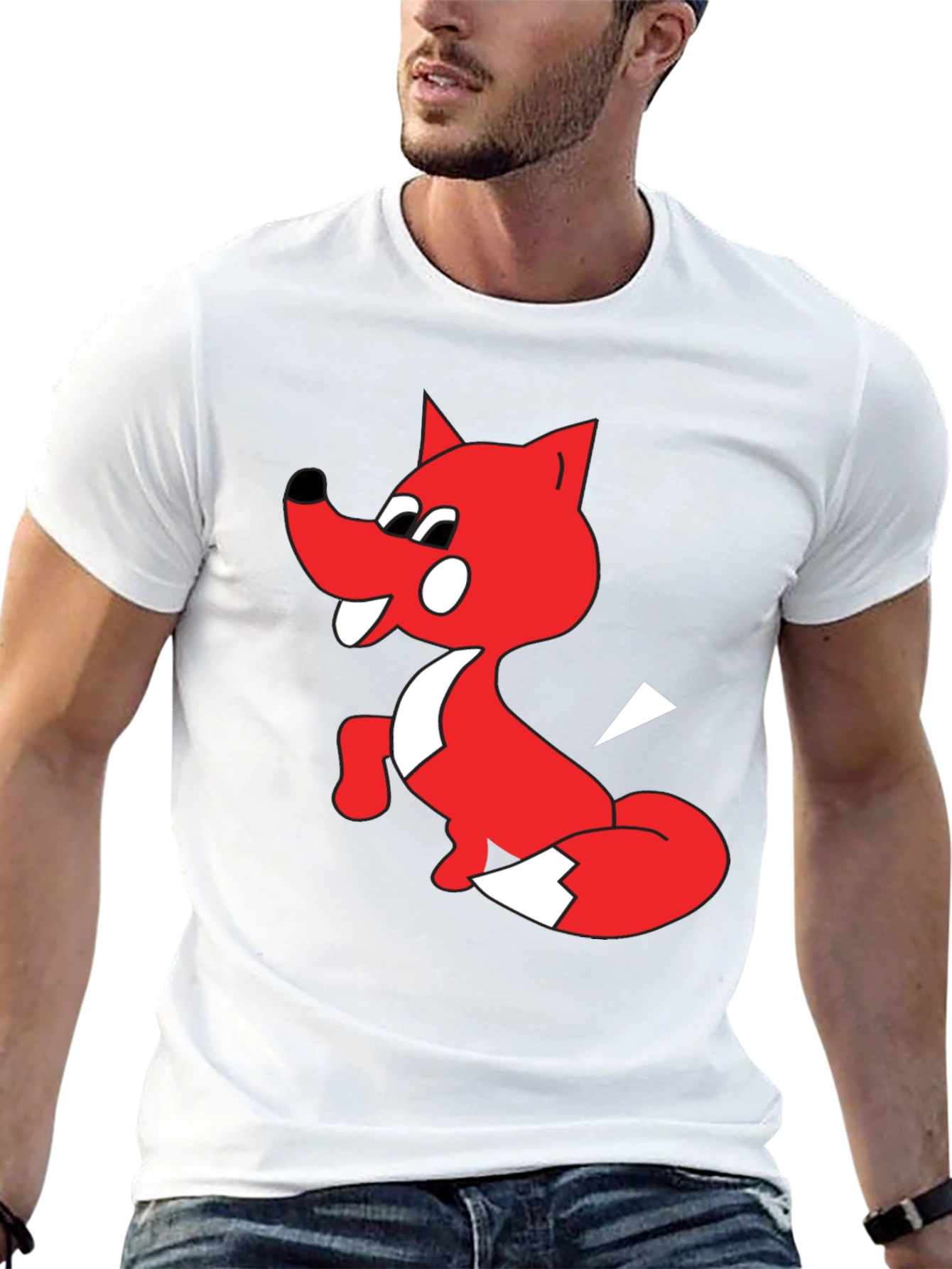 Cartoon Fox Graphic Tee - Unisex Black T-Shirt