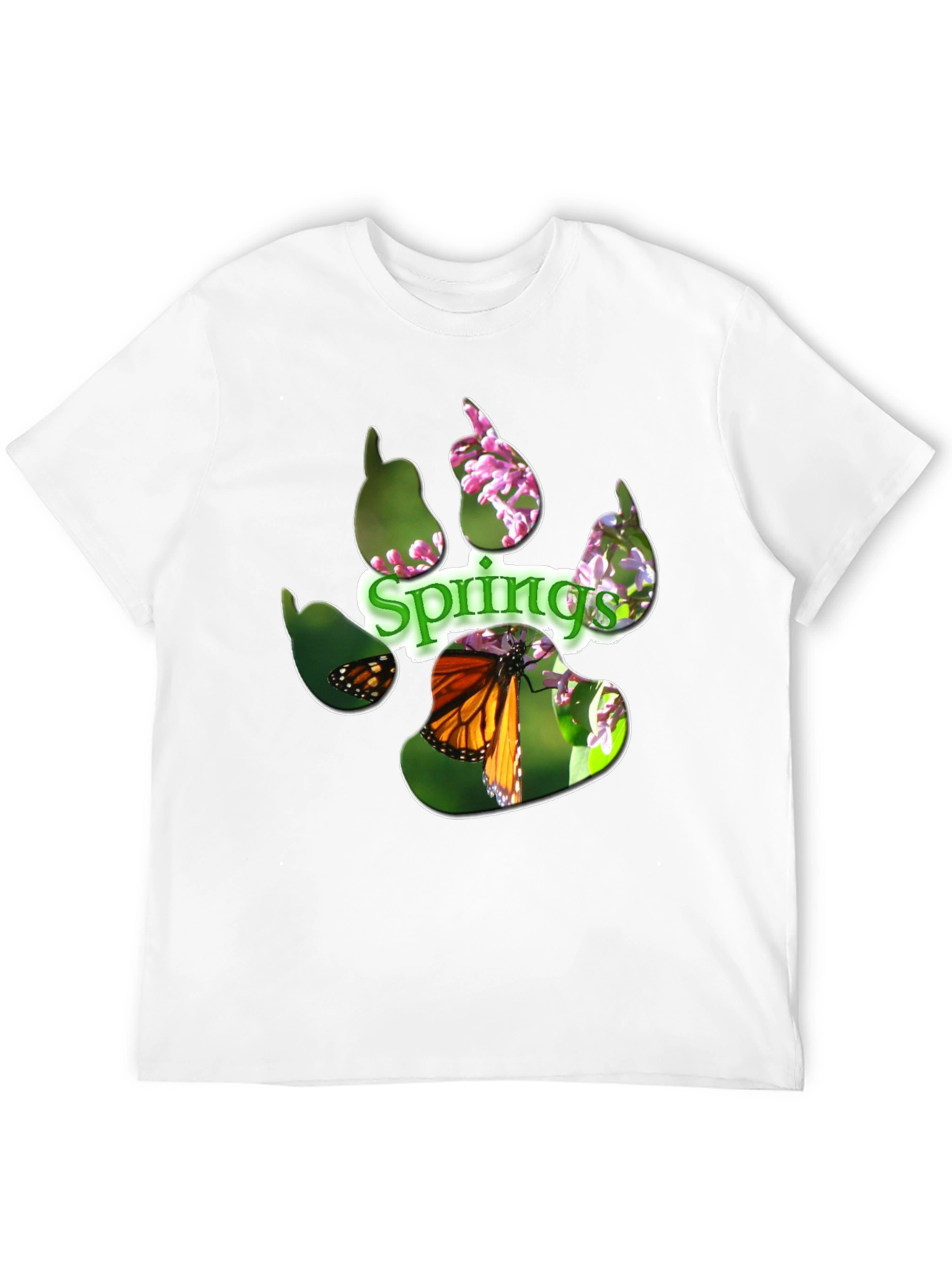 Springs Paw Print Butterfly Graphic T-Shirt
