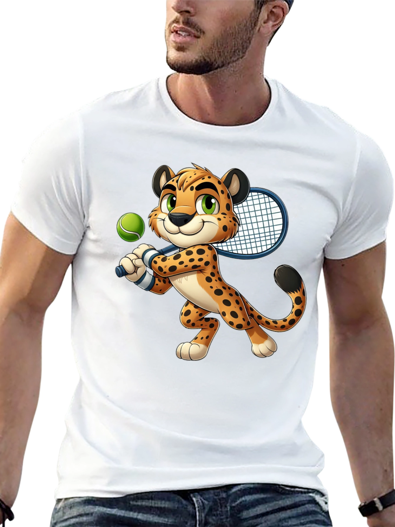 Cheetah Tennis Player Graphic T-Shirt
