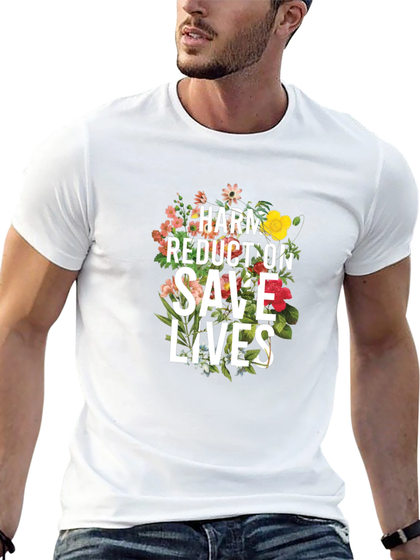 Harm Reduction Saves Lives Floral T-Shirt