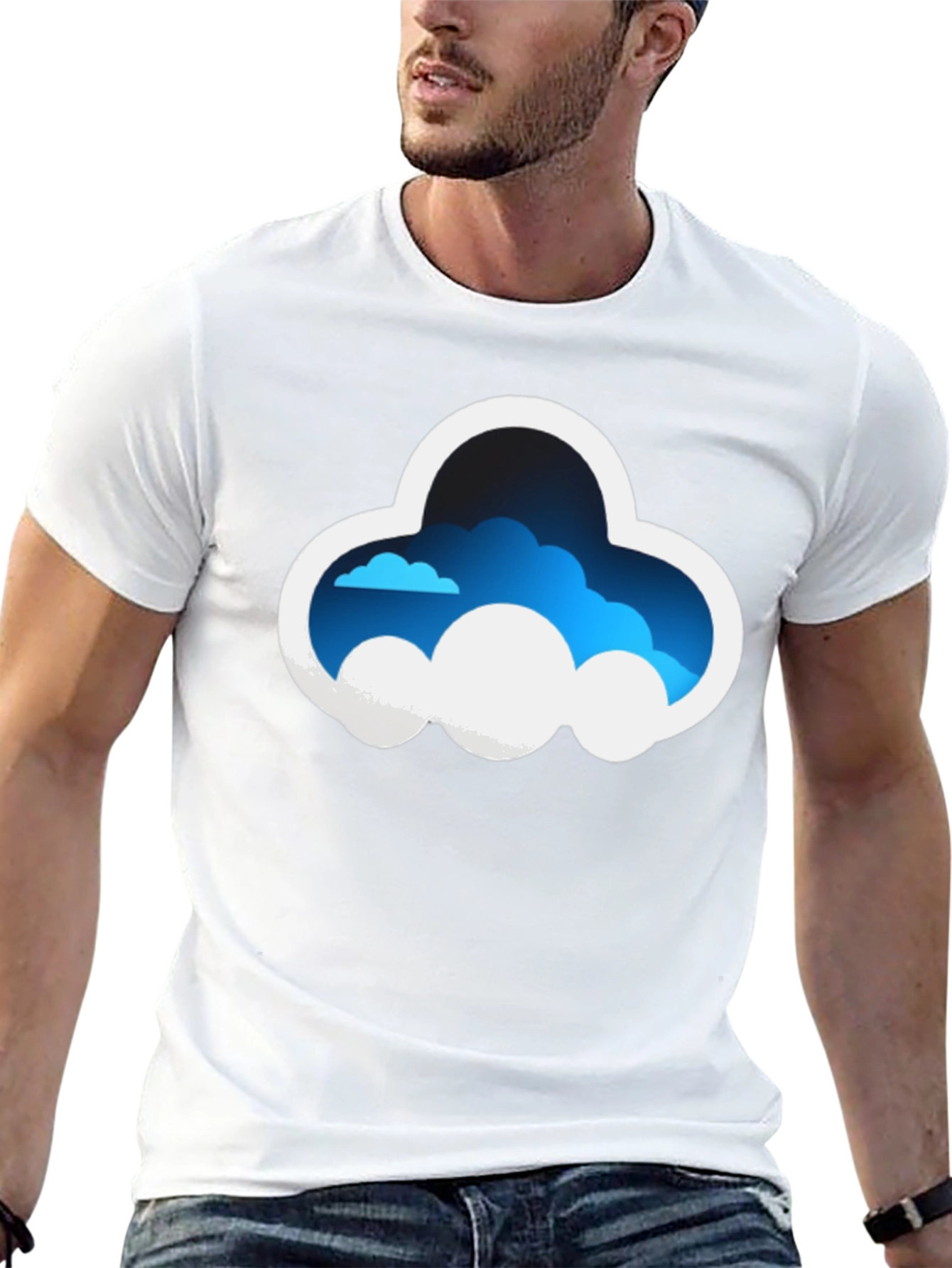Cloud Graphic Tee - Stylish Black Cotton T-Shirt