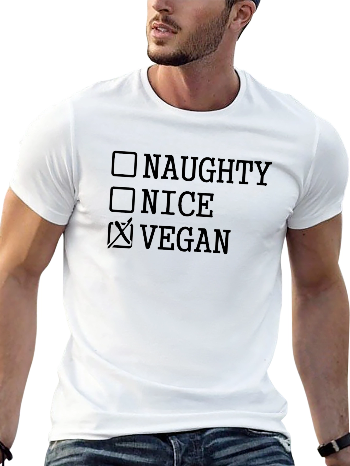 Naughty Nice Vegan Graphic Tee - Black Cotton T-Shirt