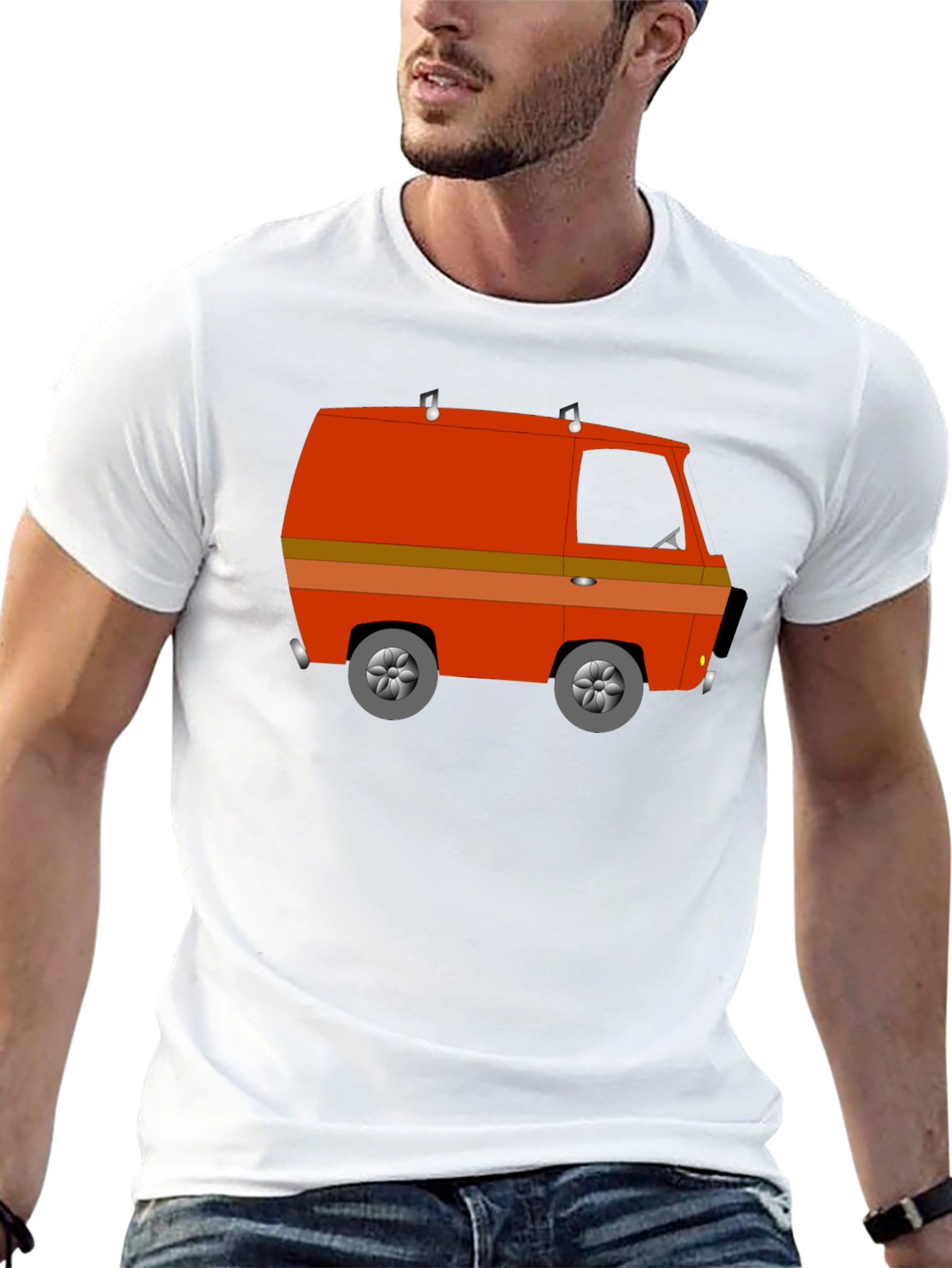 Retro Van Graphic Tee - Black Crew Neck