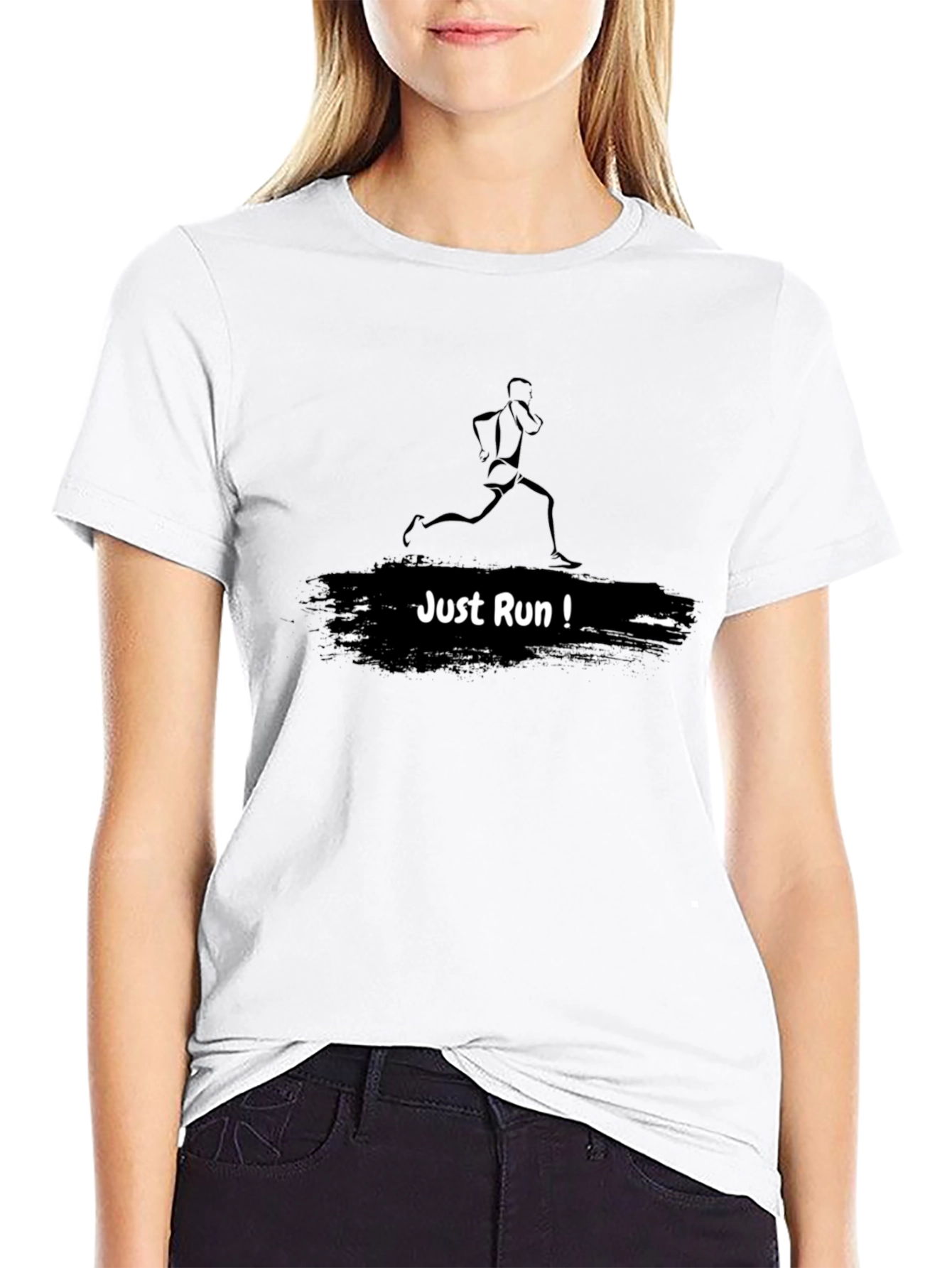 Just Run Black Graphic Tee
