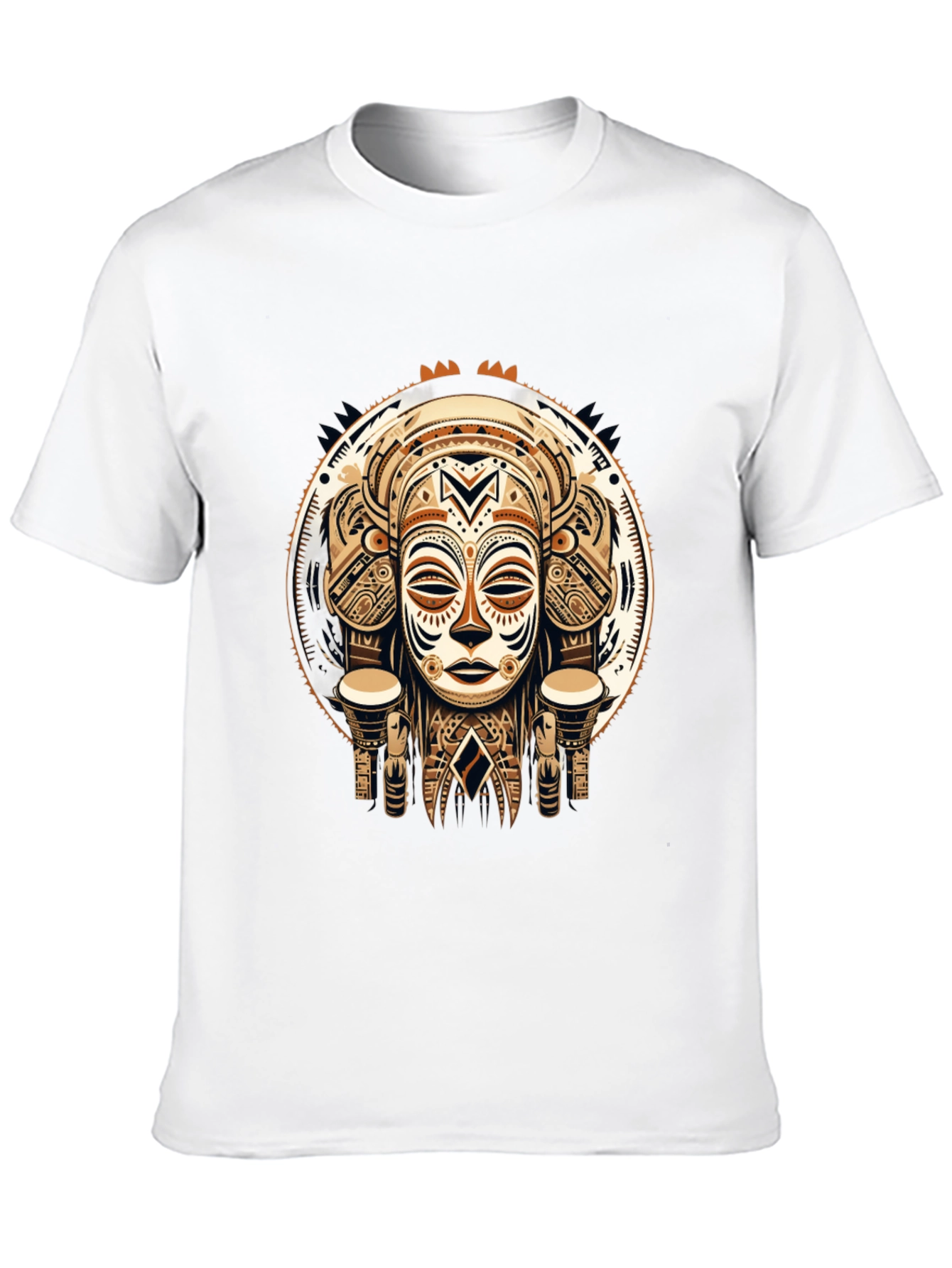 Tribal Mask Graphic Tee - Unique Design