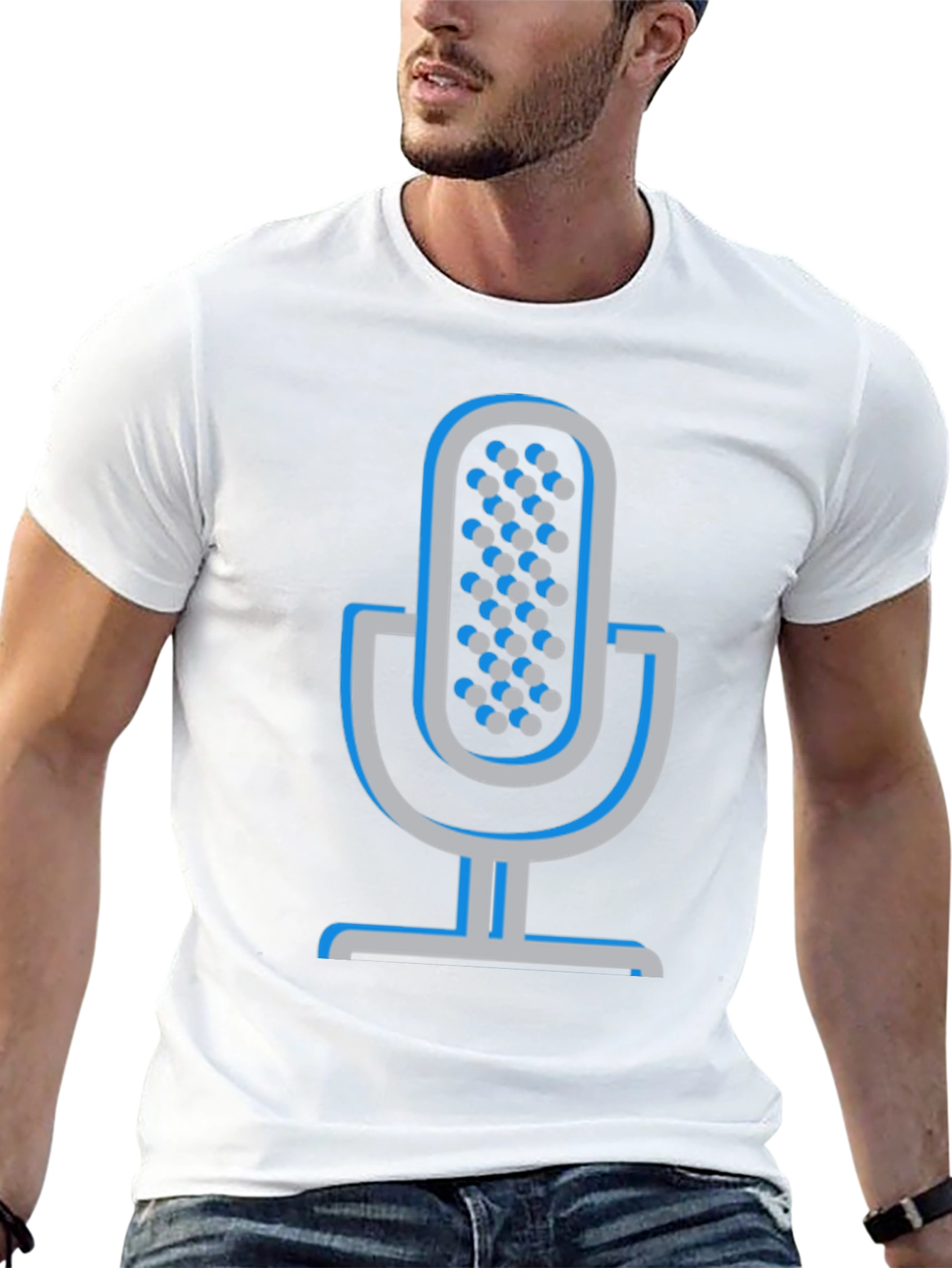 Retro Microphone Graphic Tee - Black Cotton Comfort
