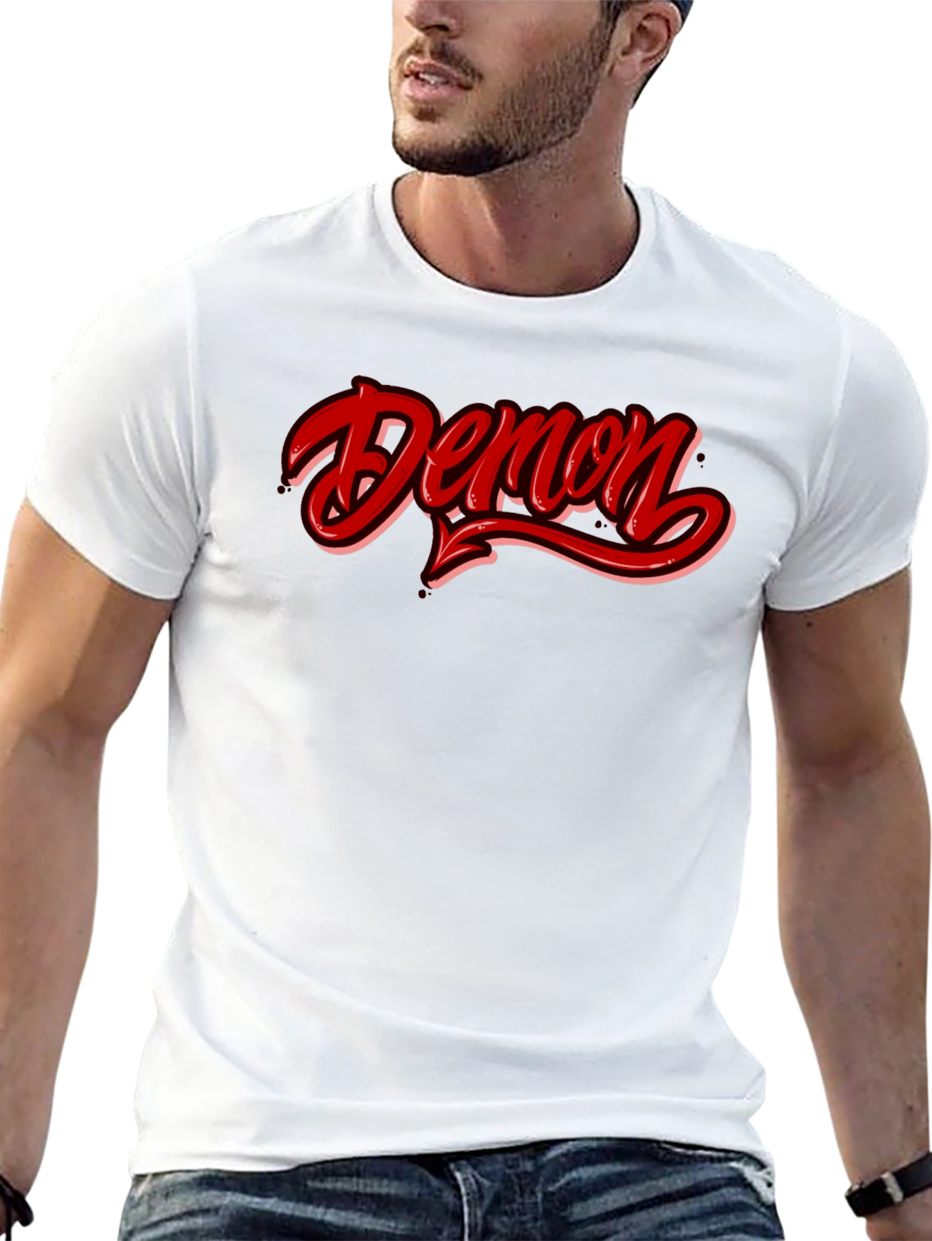 Demon Graphic T-Shirt - Red and Black Casual Tee