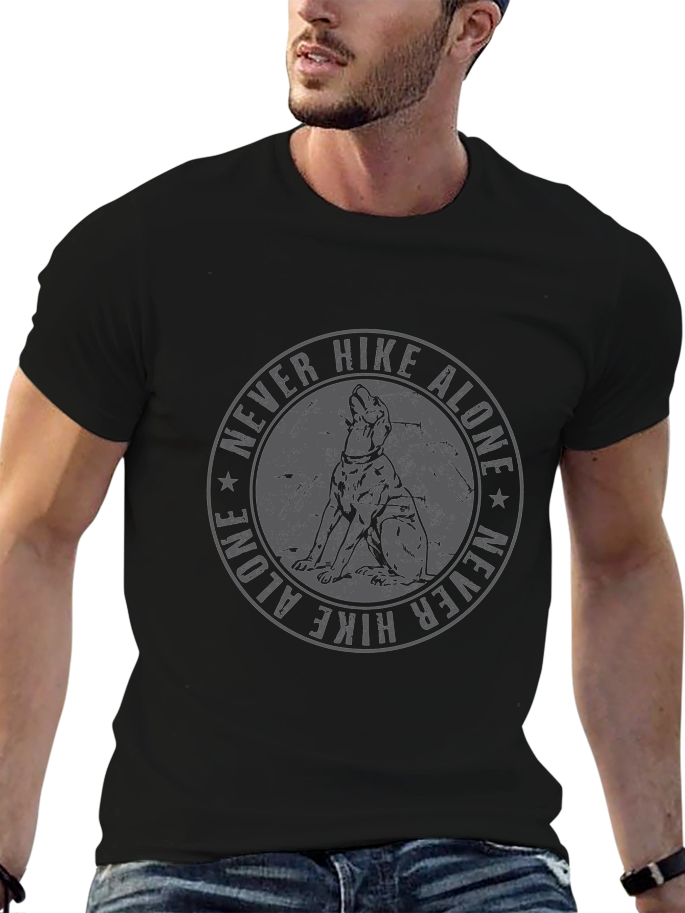 Never Hike Alone Graphic Tee - Black