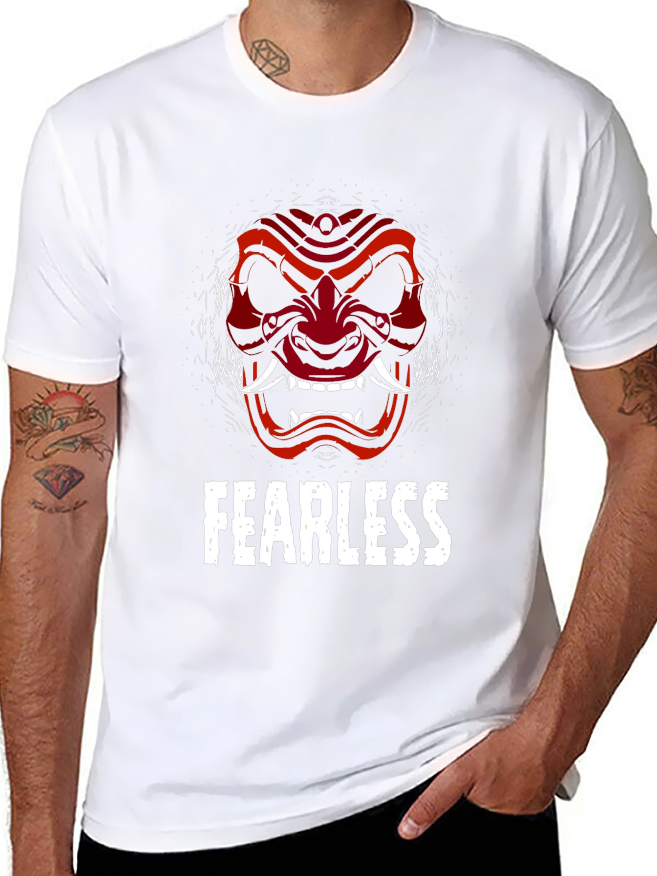 Fearless Oni Mask Graphic Tee - Black