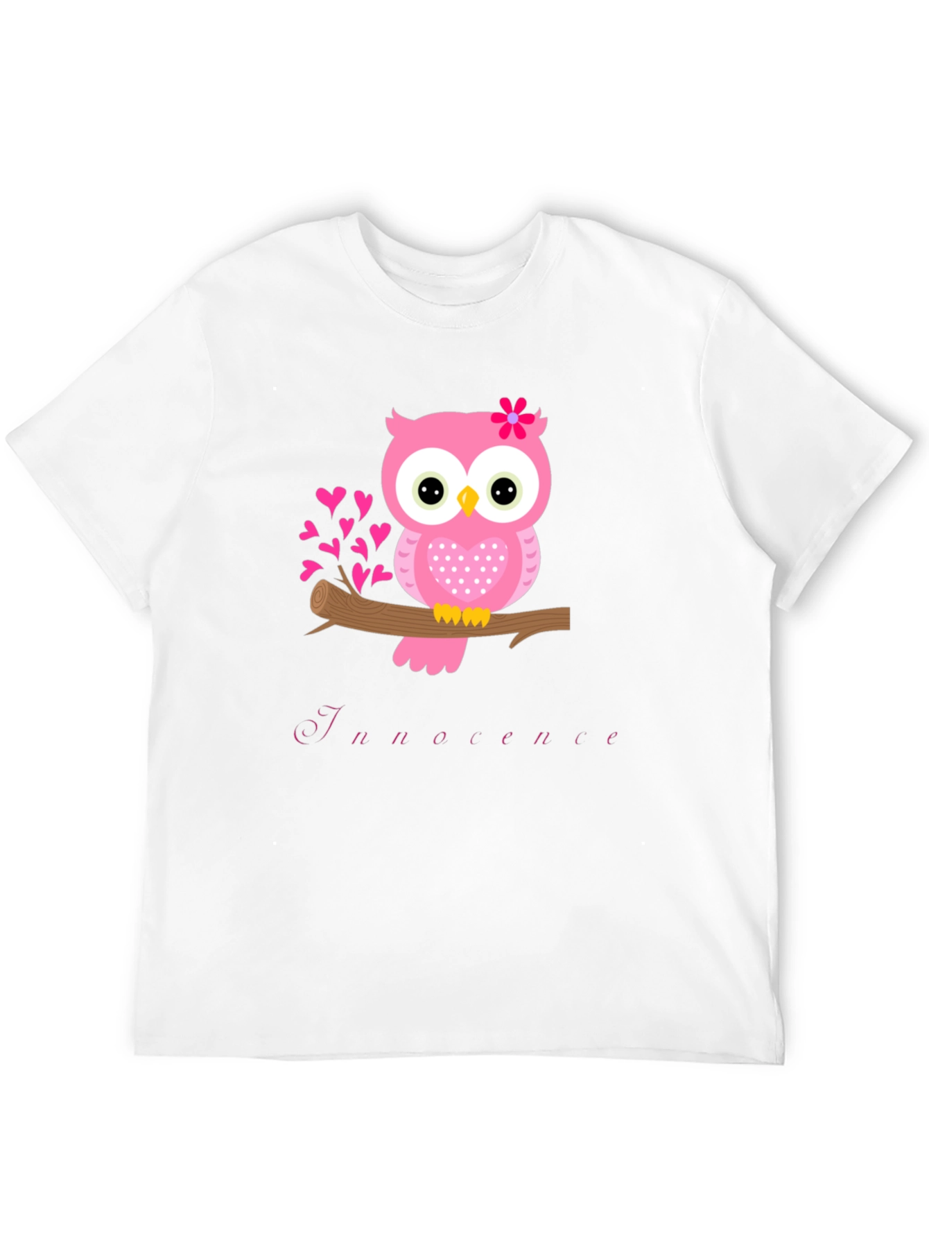 Owl Innocence T-Shirt - Cute Pink Bird Tee