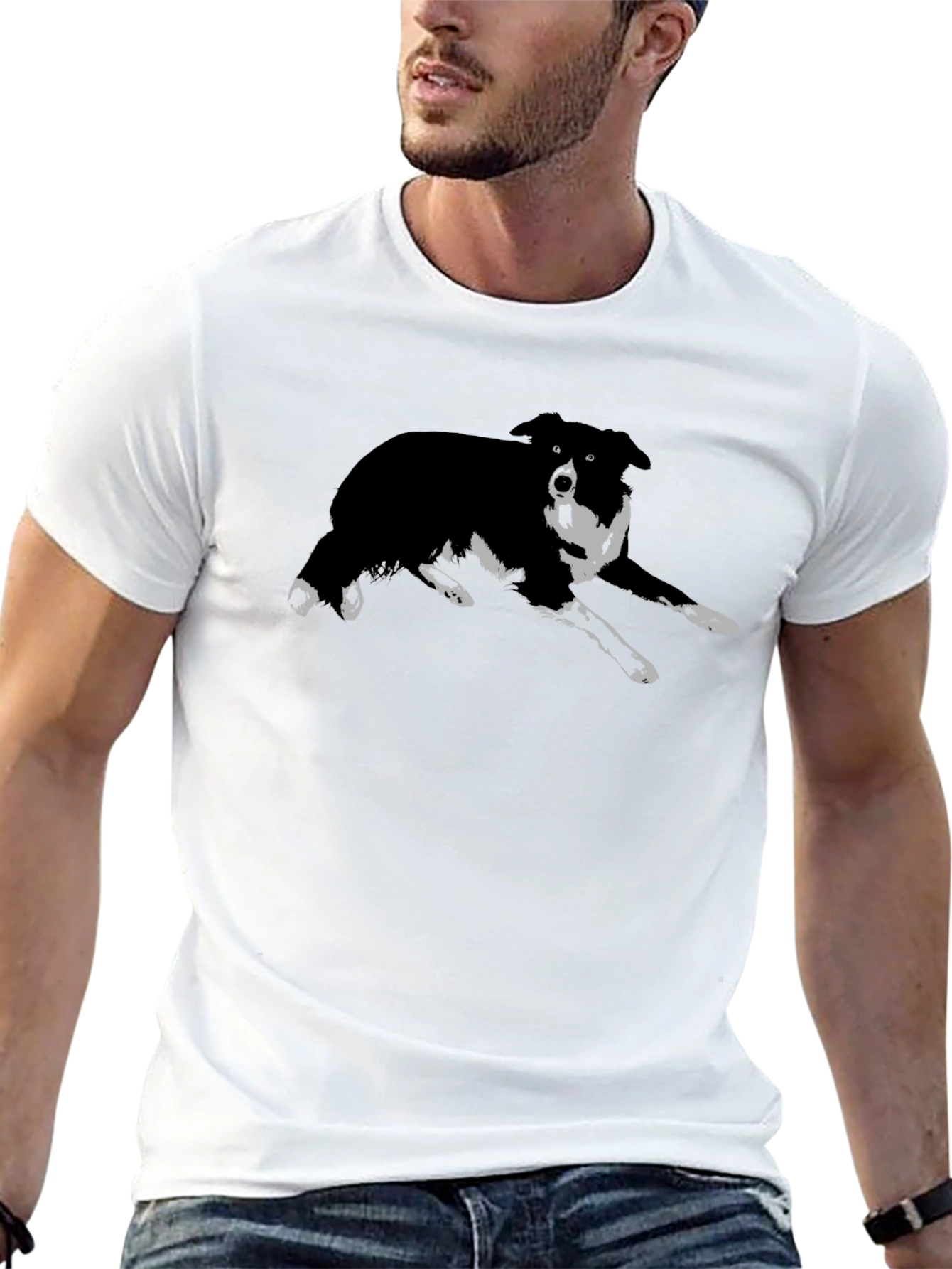 Black Dog Graphic T-Shirt - Collie Design