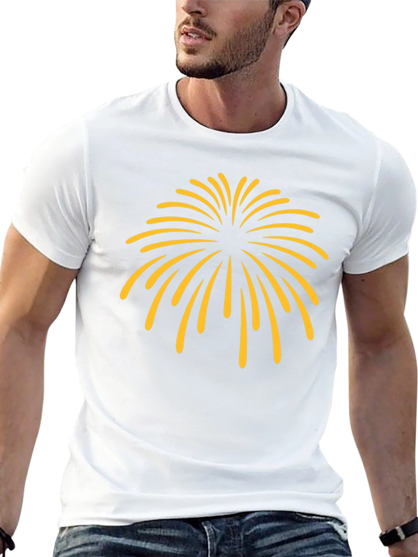 Black T-Shirt with Firework Design