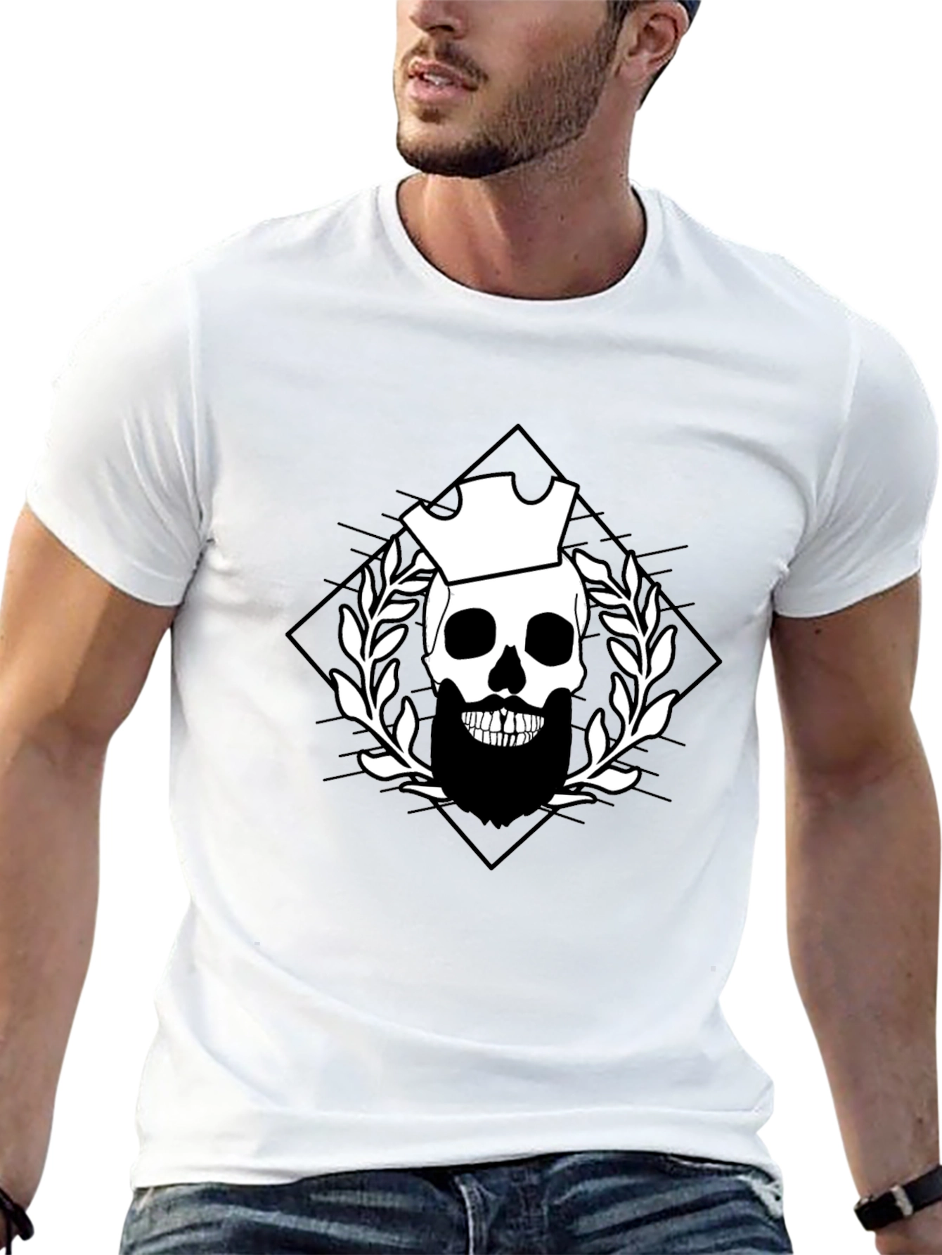 Skull & Crown Graphic Tee - Black Cotton
