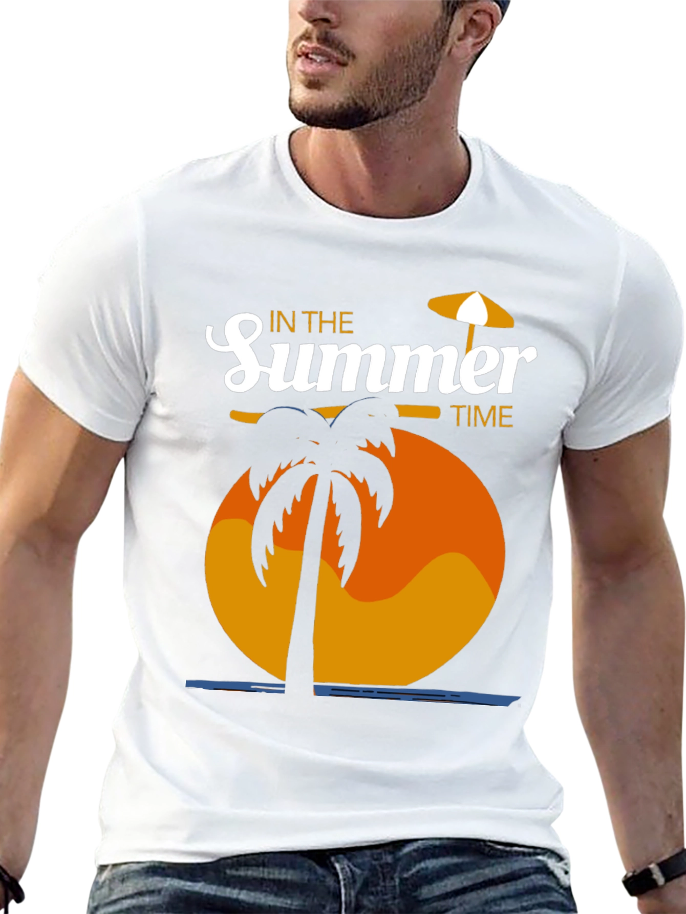Summer Time Graphic Tee - Palm Tree Beach Vibe