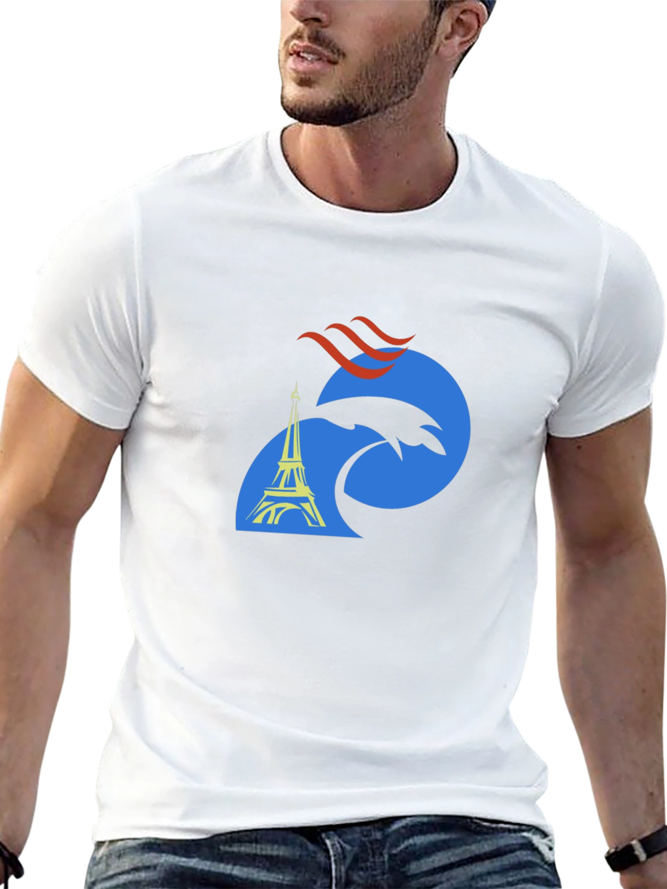 Paris Eiffel Tower Graphic Tee - Mens Black T-Shirt