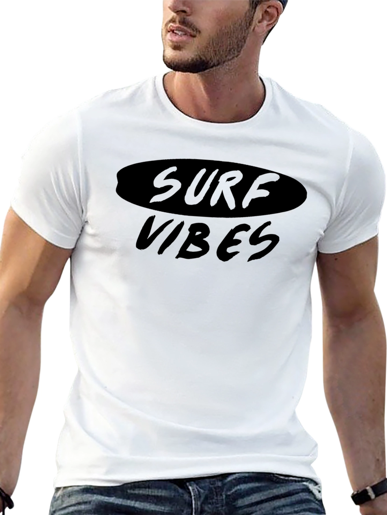 Surf Vibes Black Graphic T-Shirt