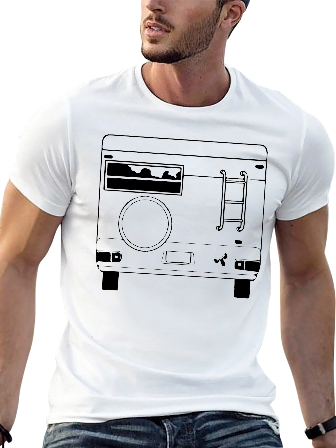 Retro Camper Van Black T-Shirt