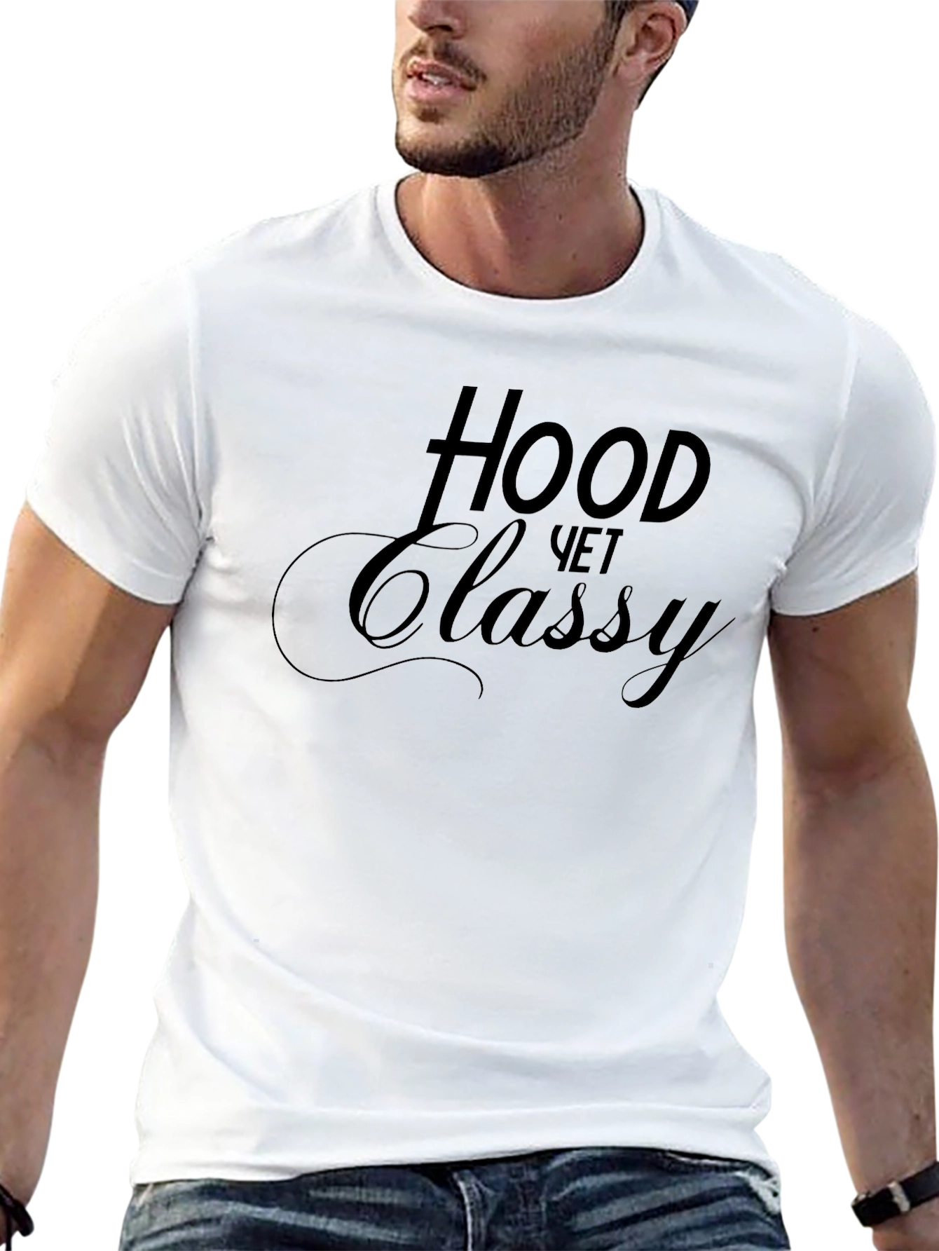 Hood Yet Classy Black Graphic T-Shirt