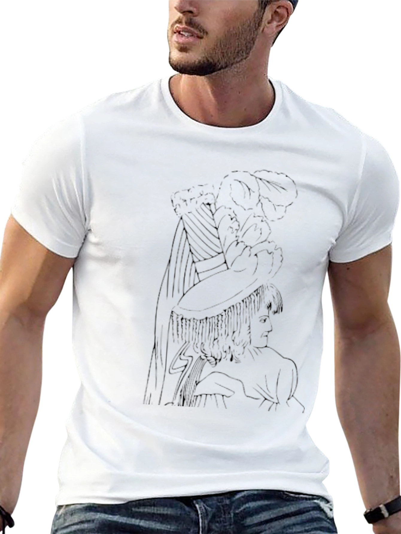 Elegant Black Line Art T-Shirt