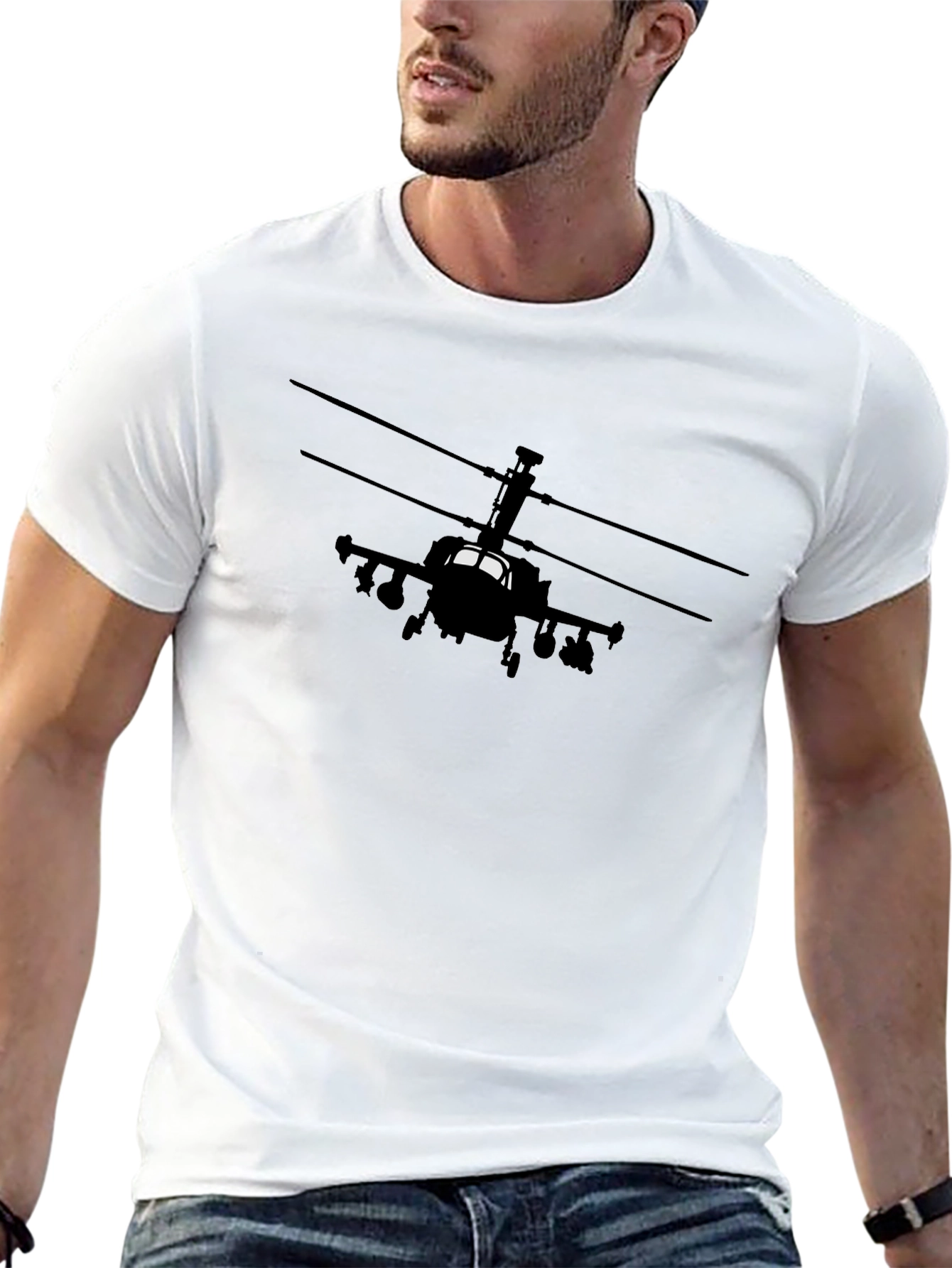 Apache Helicopter Graphic Black T-Shirt
