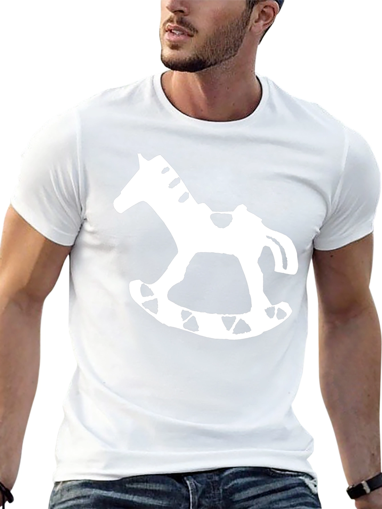 Rocking Horse Graphic Tee - Black Cotton T-Shirt