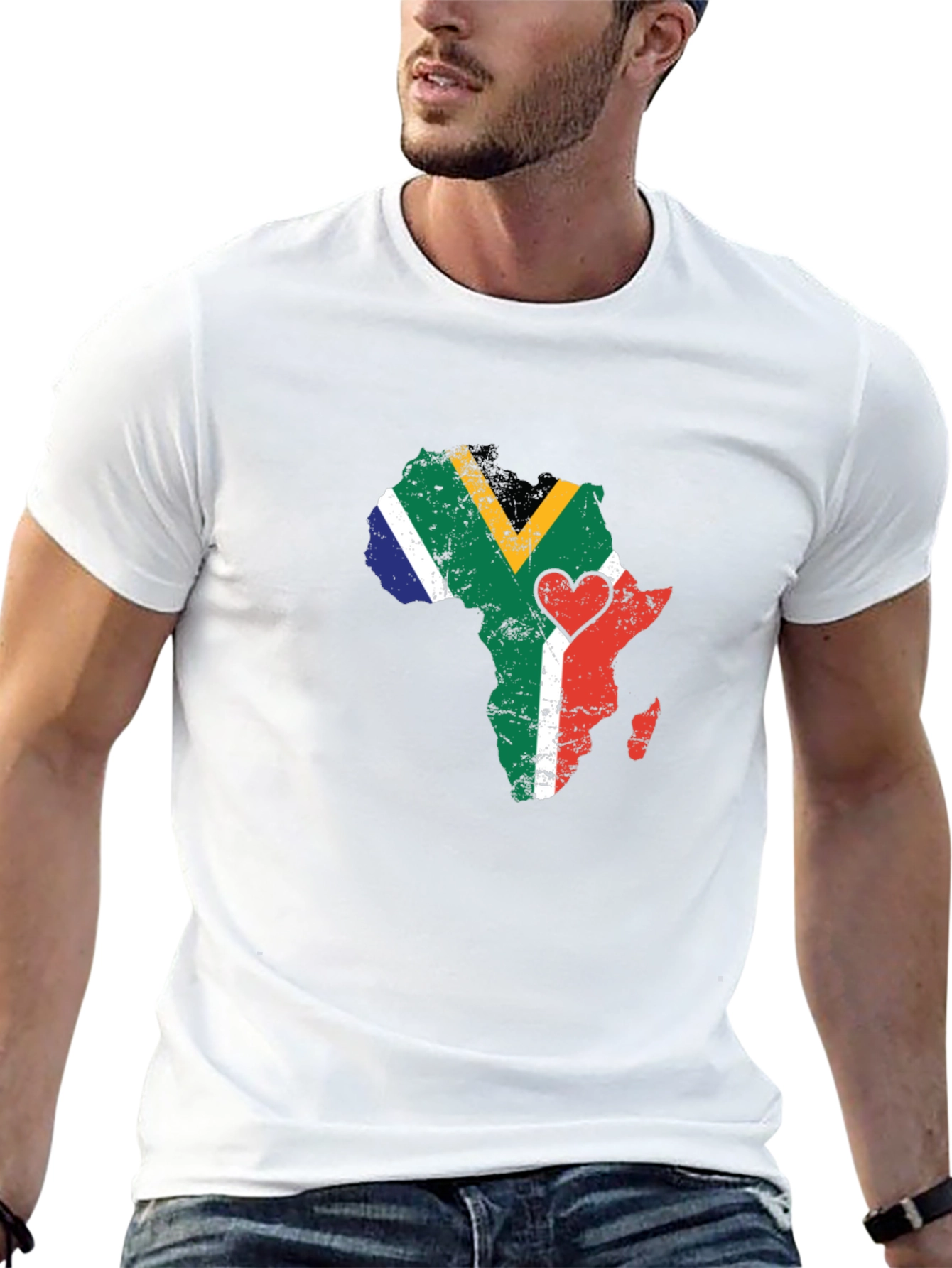 Africa Map South Africa Flag Heart T-Shirt
