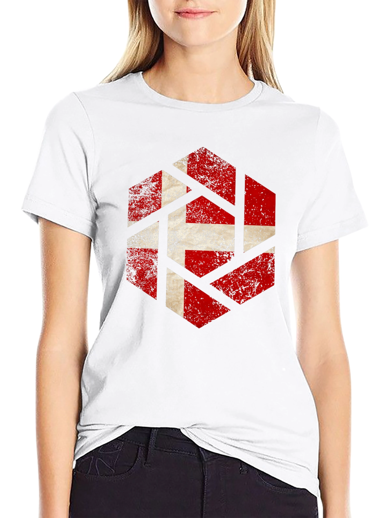 Denmark Flag Hexagon Mens Black T-Shirt