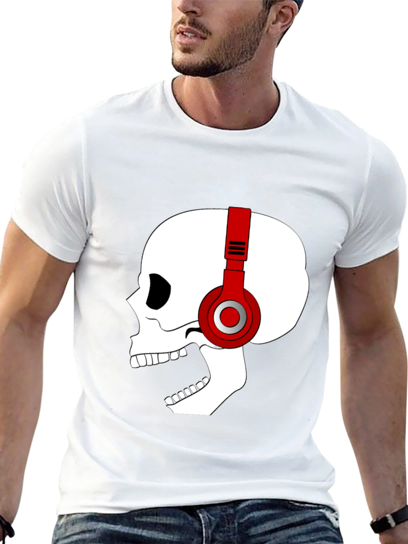 Skull with Headphones Graphic T-Shirt