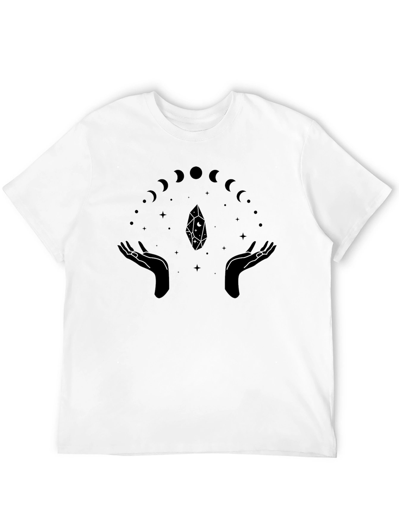 Mystic Moon Phases Graphic Tee - Black Cotton T-Shirt