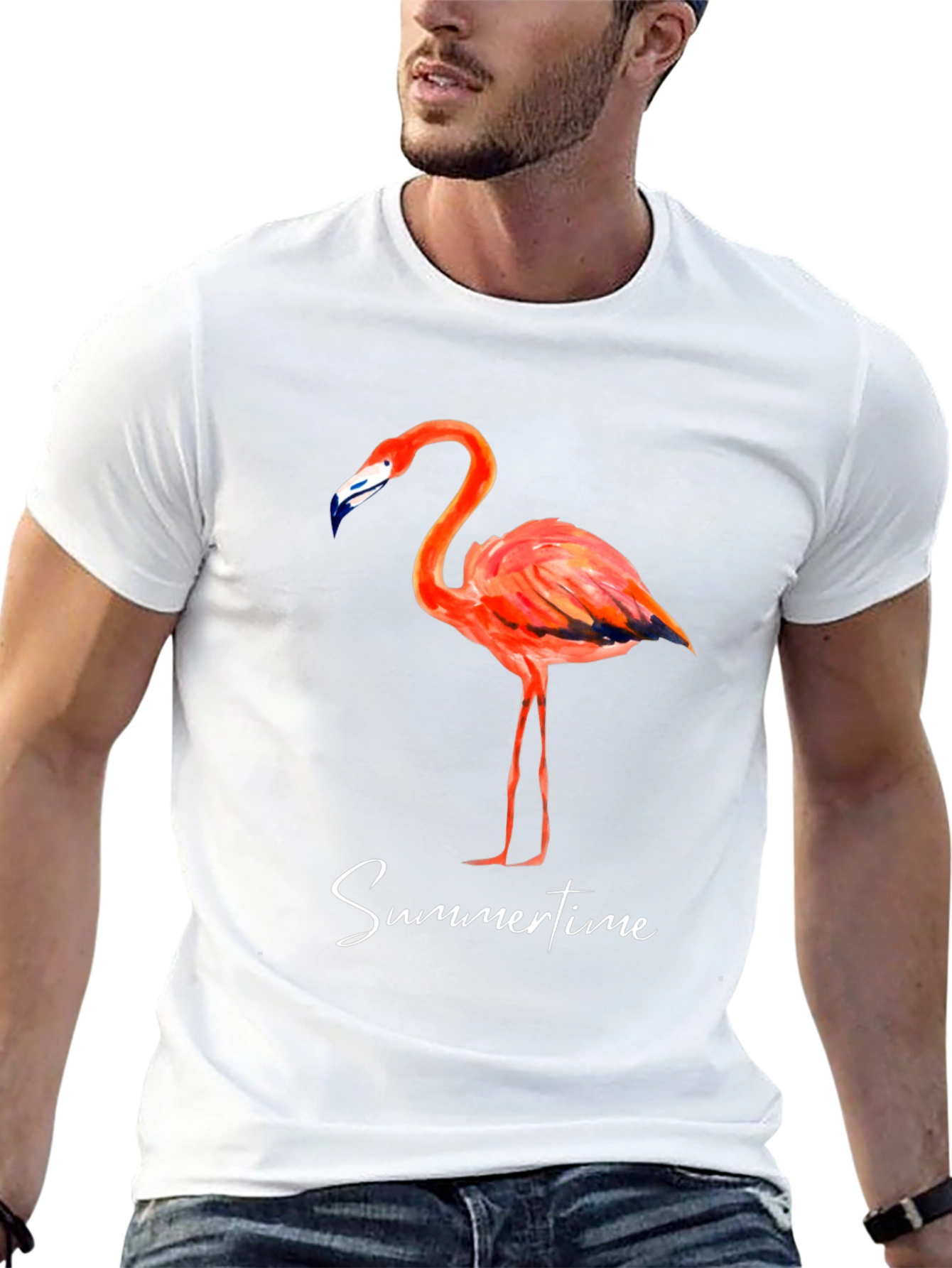 Flamingo Summertime Graphic Tee - Stylish Mens T-Shirt